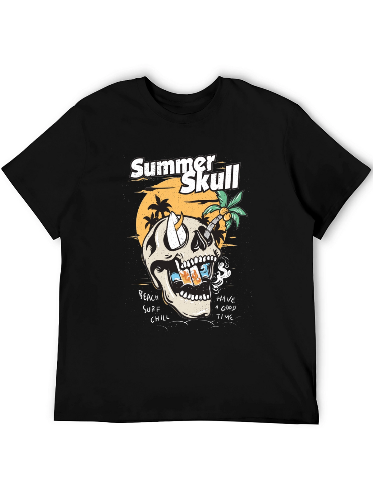 Summer Skull Graphic Tee - Beach Vibes