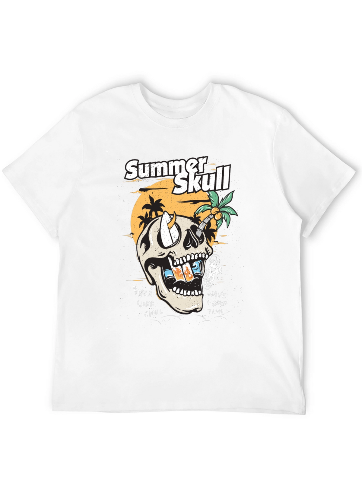 Summer Skull Graphic Tee - Beach Vibes