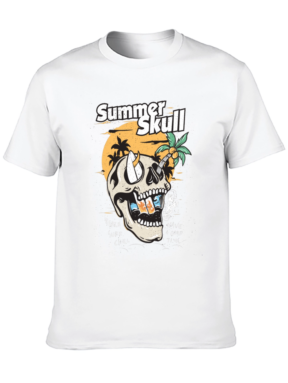 Summer Skull Graphic Tee - Beach Vibes