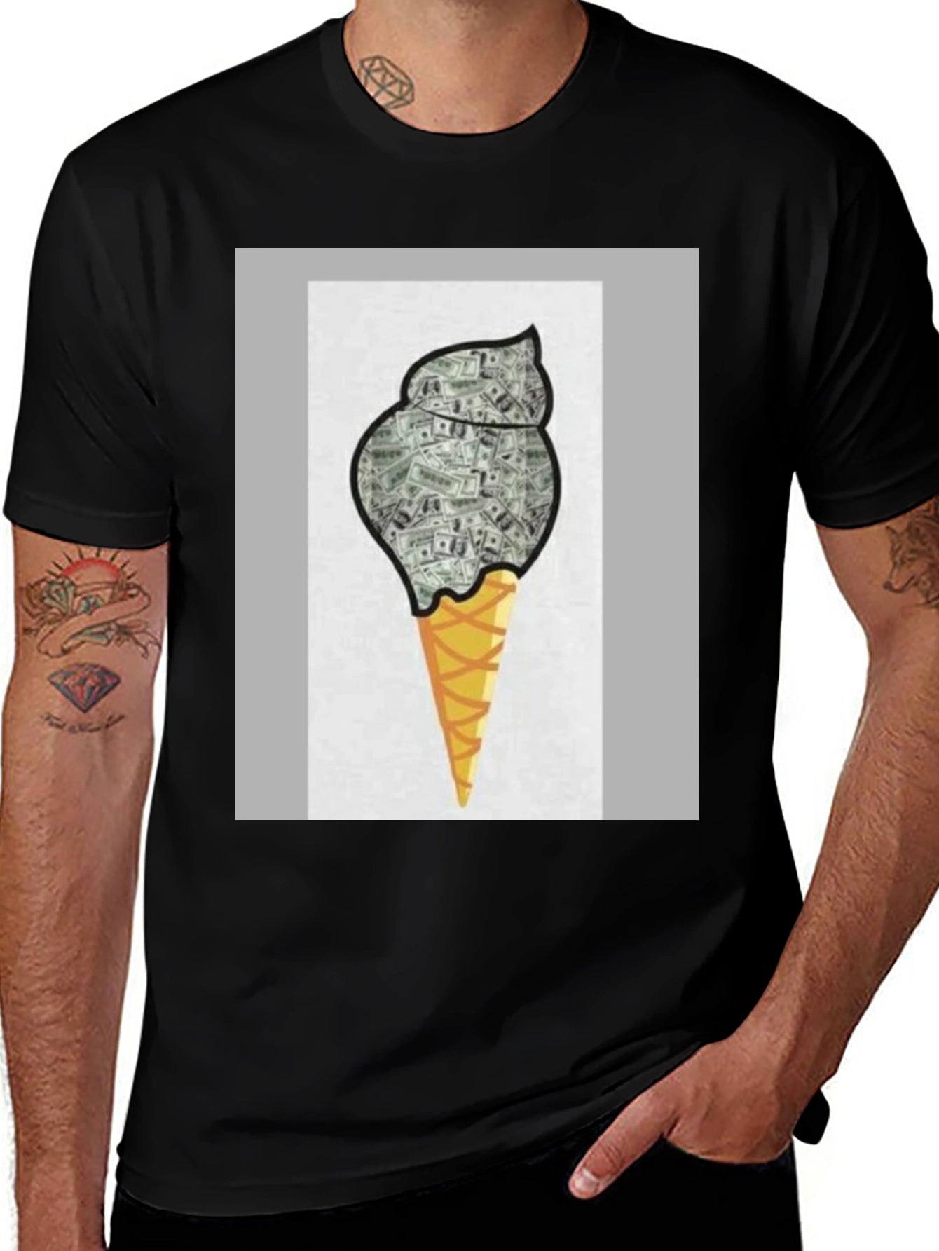 Money Ice Cream Graphic Tee - Black