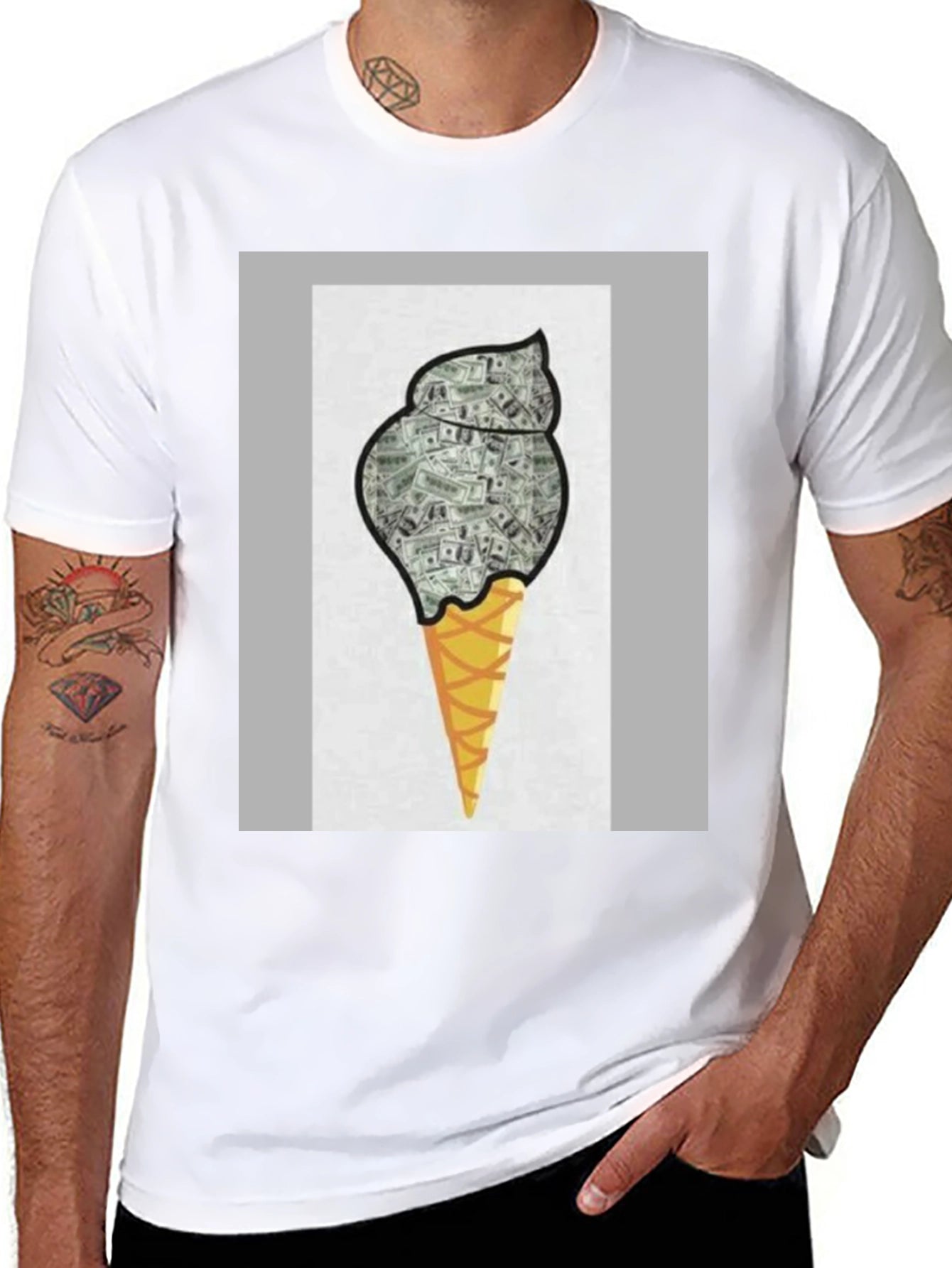 Money Ice Cream Graphic Tee - Black