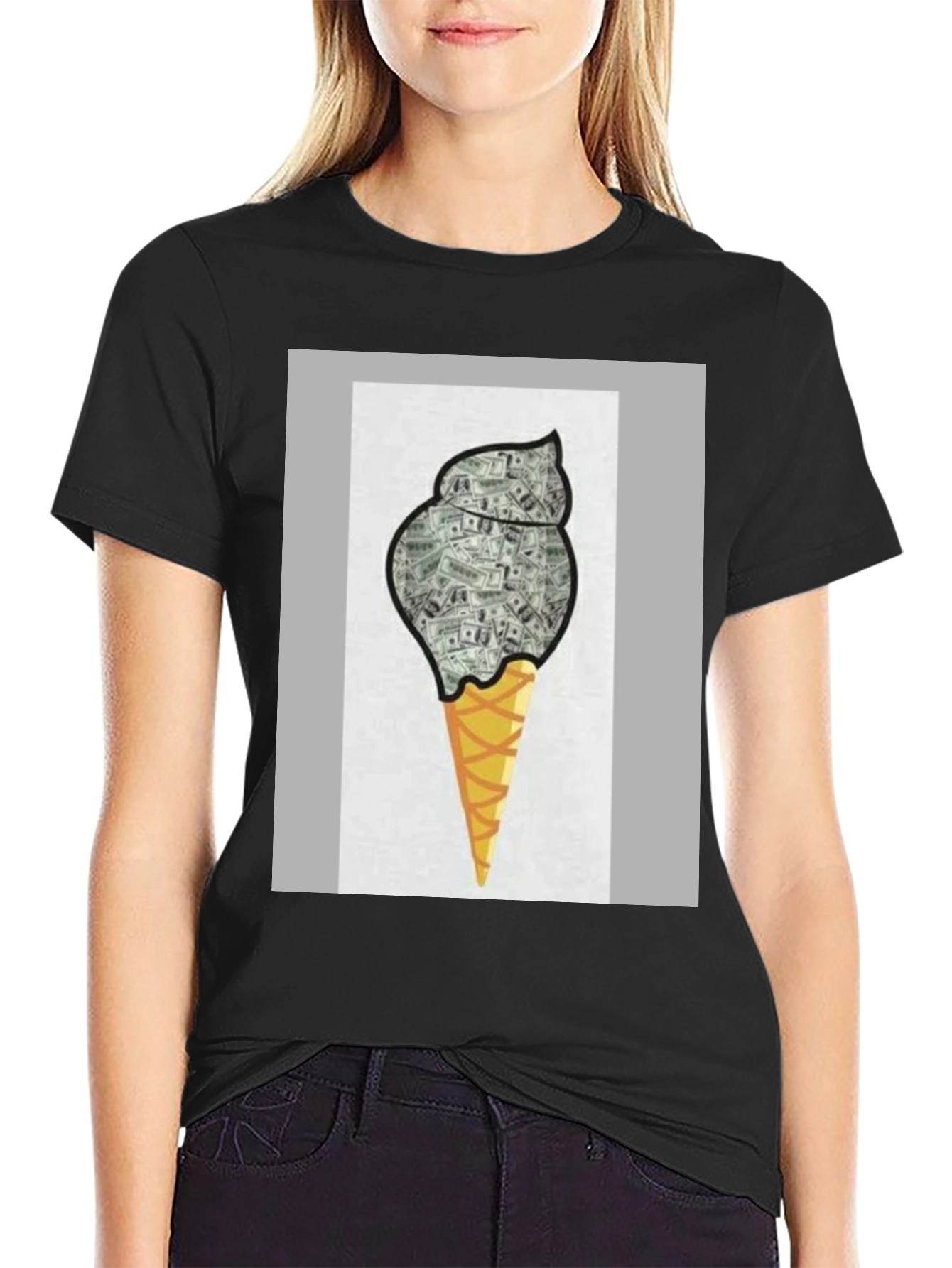 Money Ice Cream Graphic Tee - Black