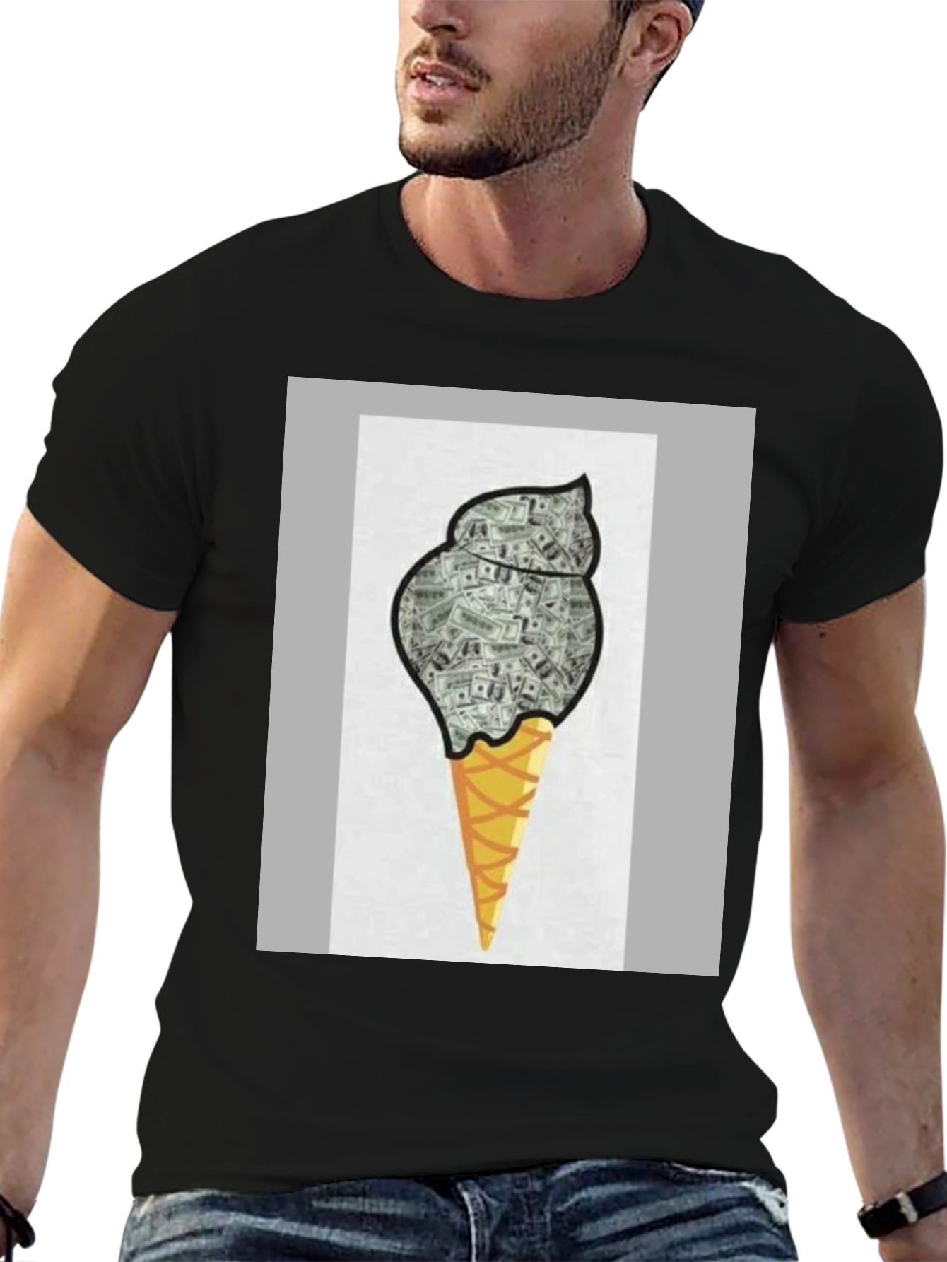 Money Ice Cream Graphic Tee - Black