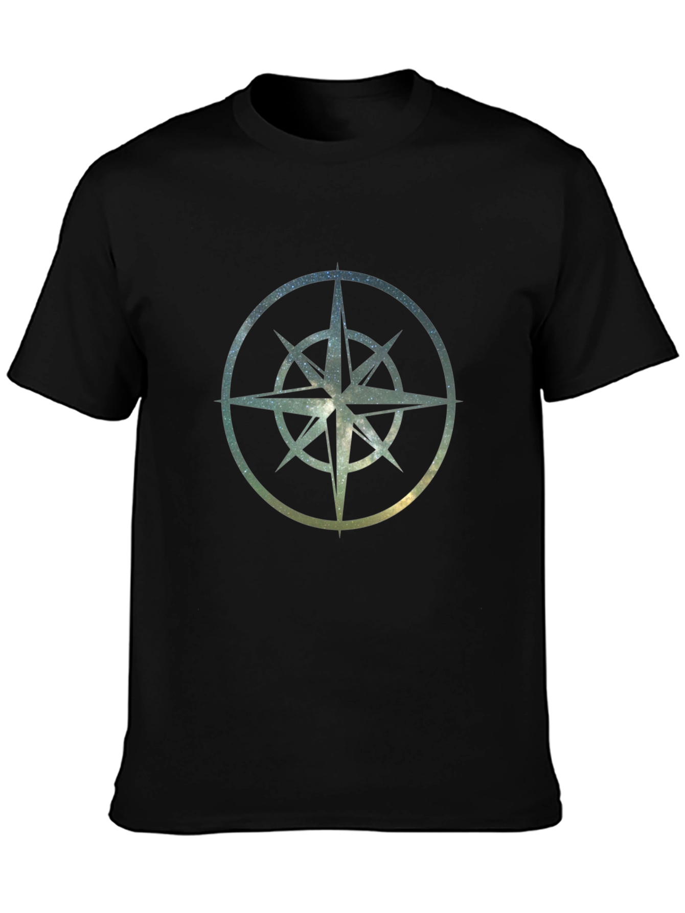 Cosmic Compass Rose Graphic Tee - Black
