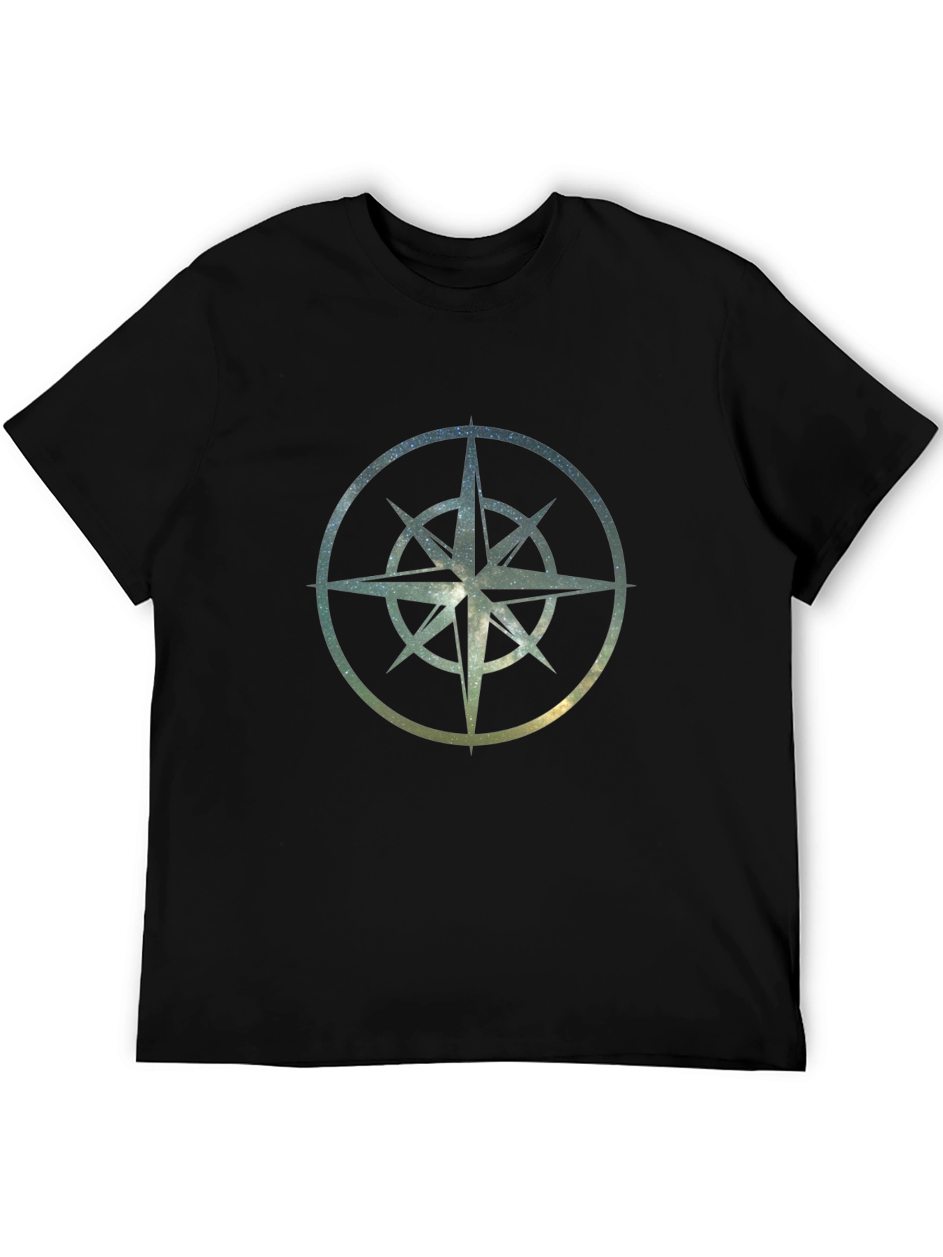 Cosmic Compass Rose Graphic Tee - Black