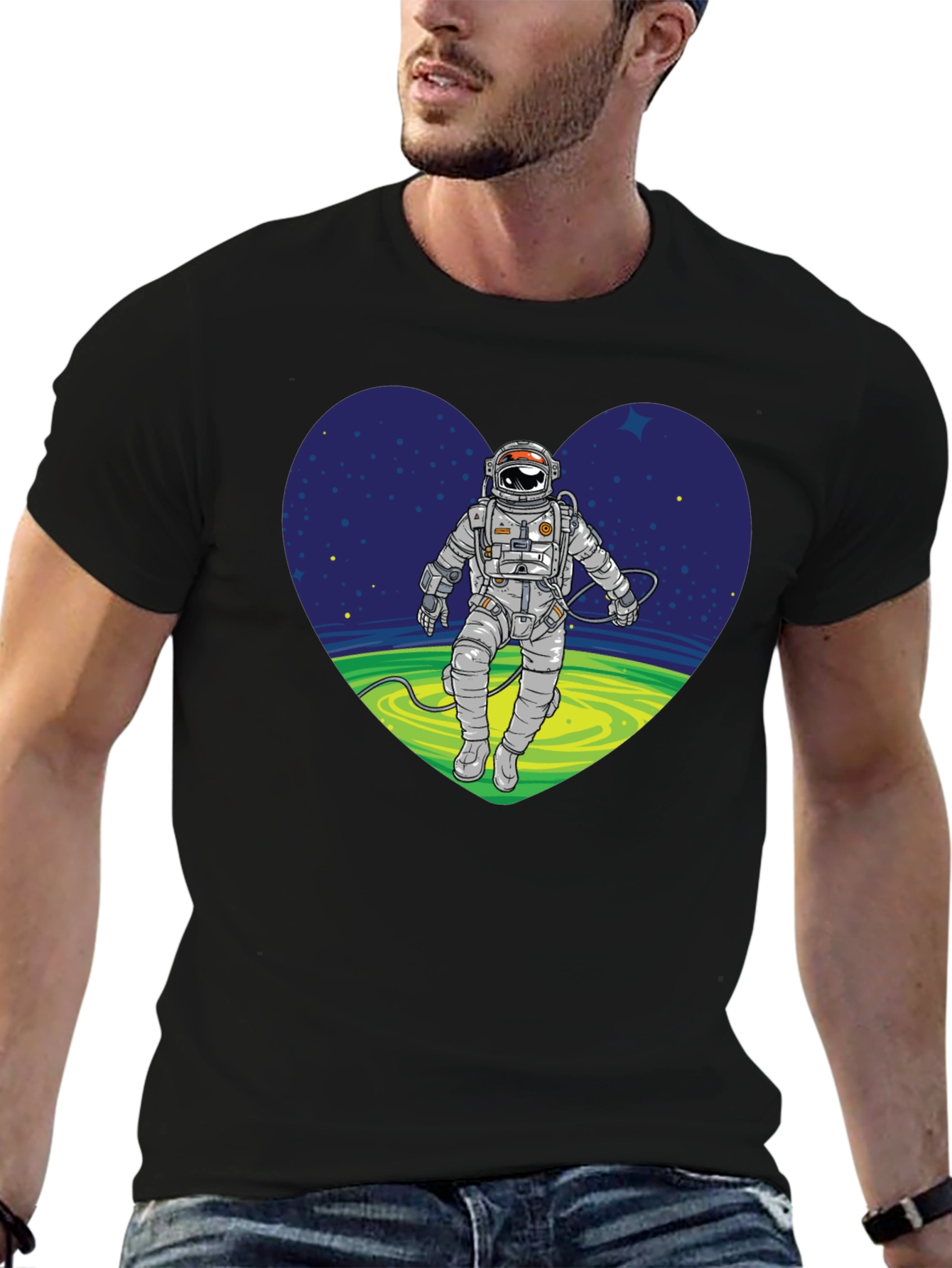 Astronaut in Space Heart Graphic Tee
