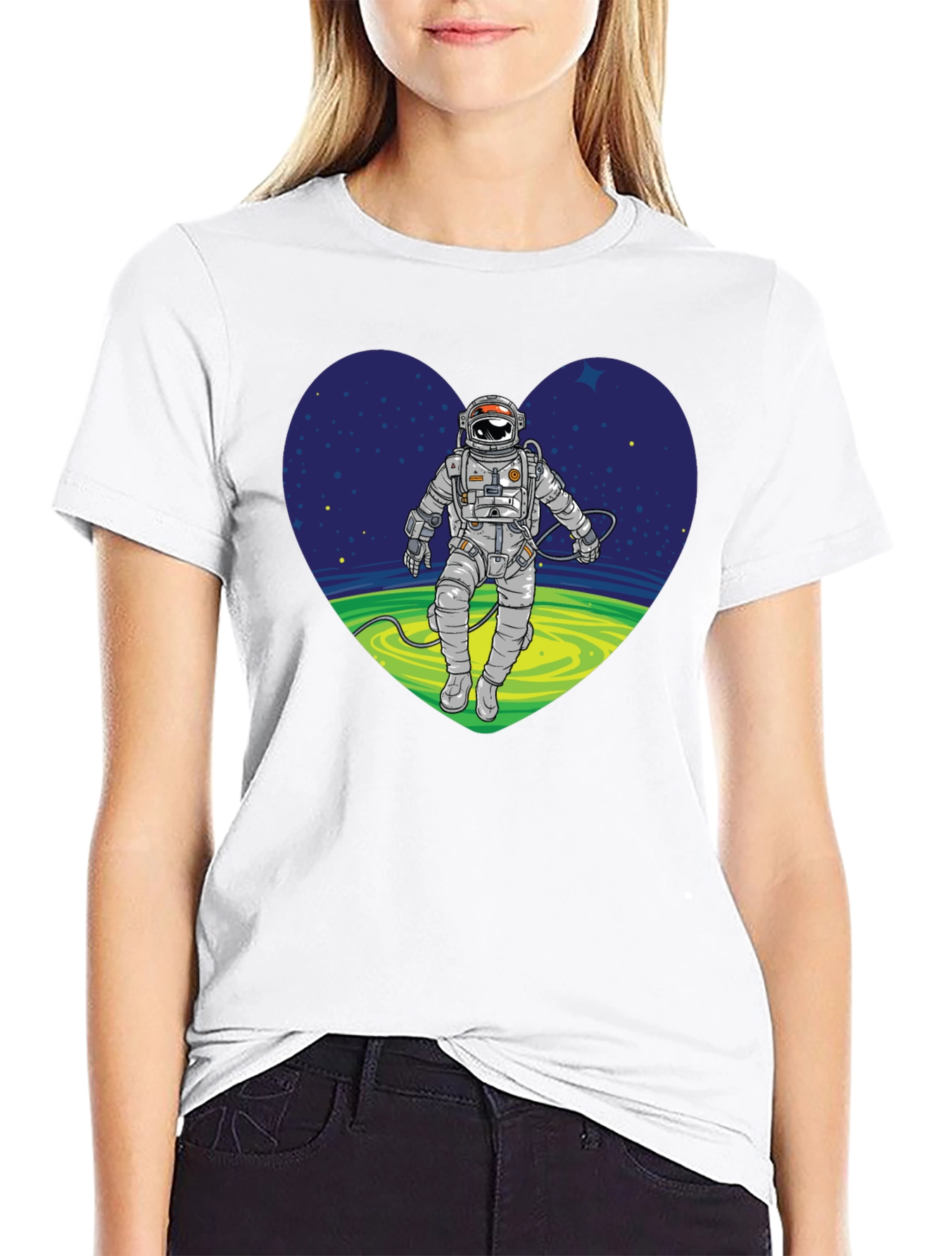 Astronaut in Space Heart Graphic Tee