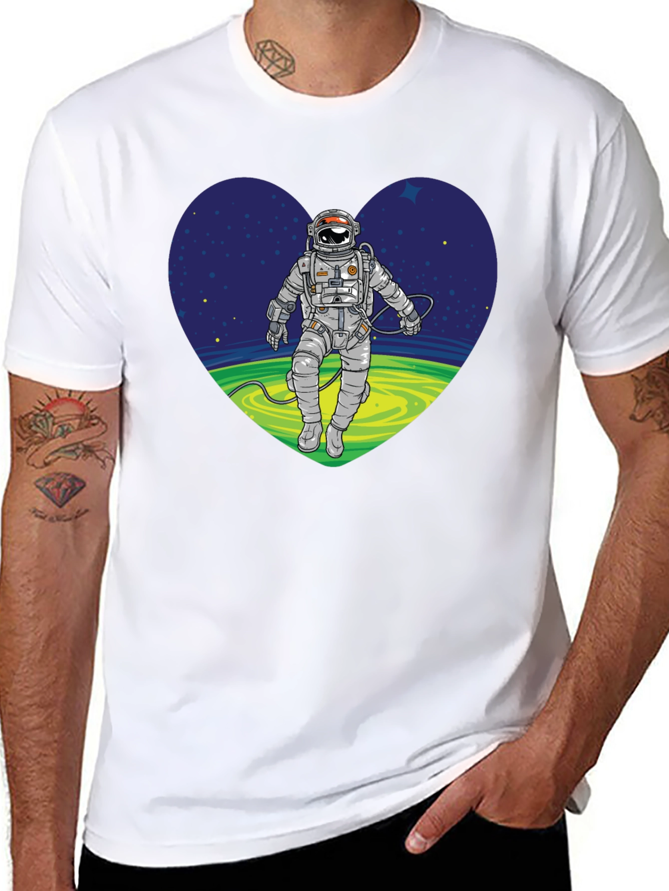 Astronaut in Space Heart Graphic Tee
