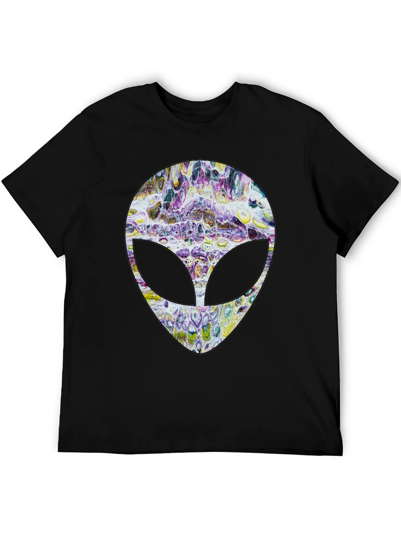Abstract Alien Head Graphic Tee - Mens Black T-Shirt