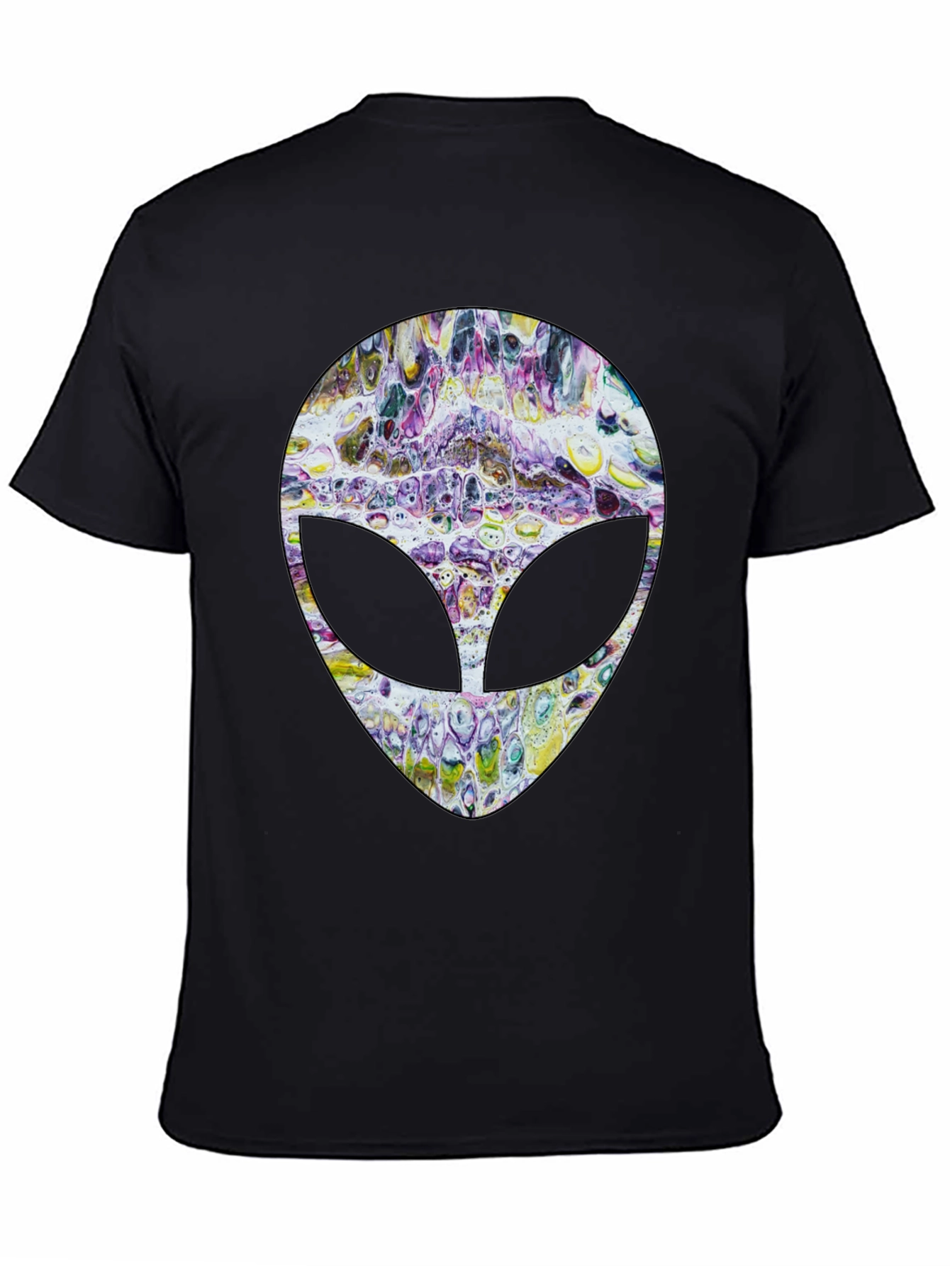 Abstract Alien Head Graphic Tee - Mens Black T-Shirt