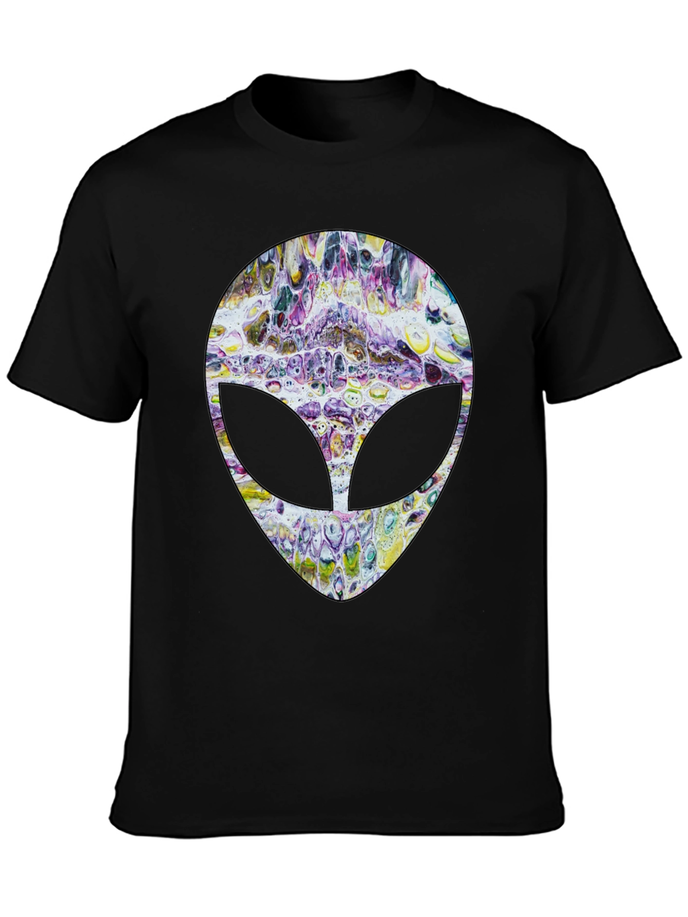 Abstract Alien Head Graphic Tee - Mens Black T-Shirt