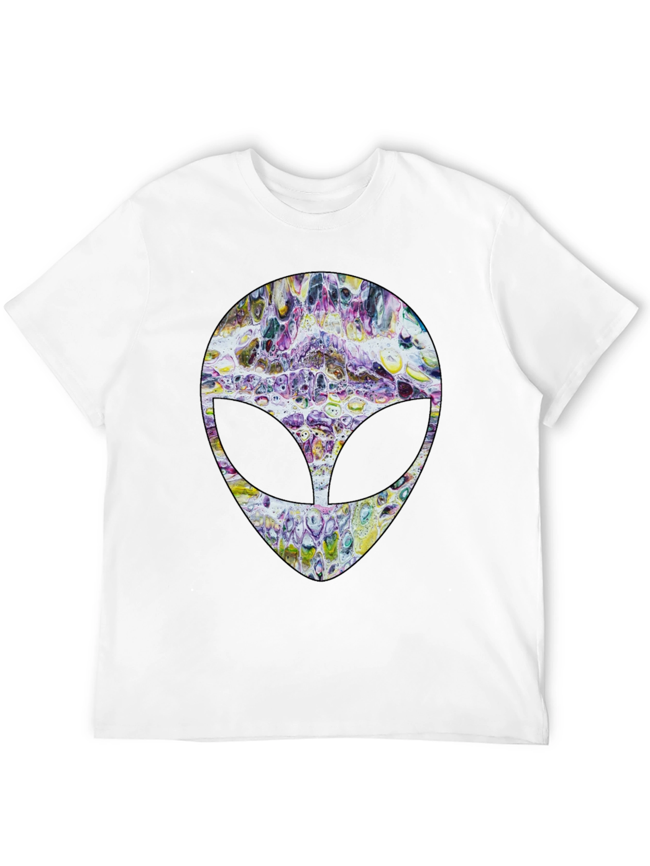 Abstract Alien Head Graphic Tee - Mens Black T-Shirt