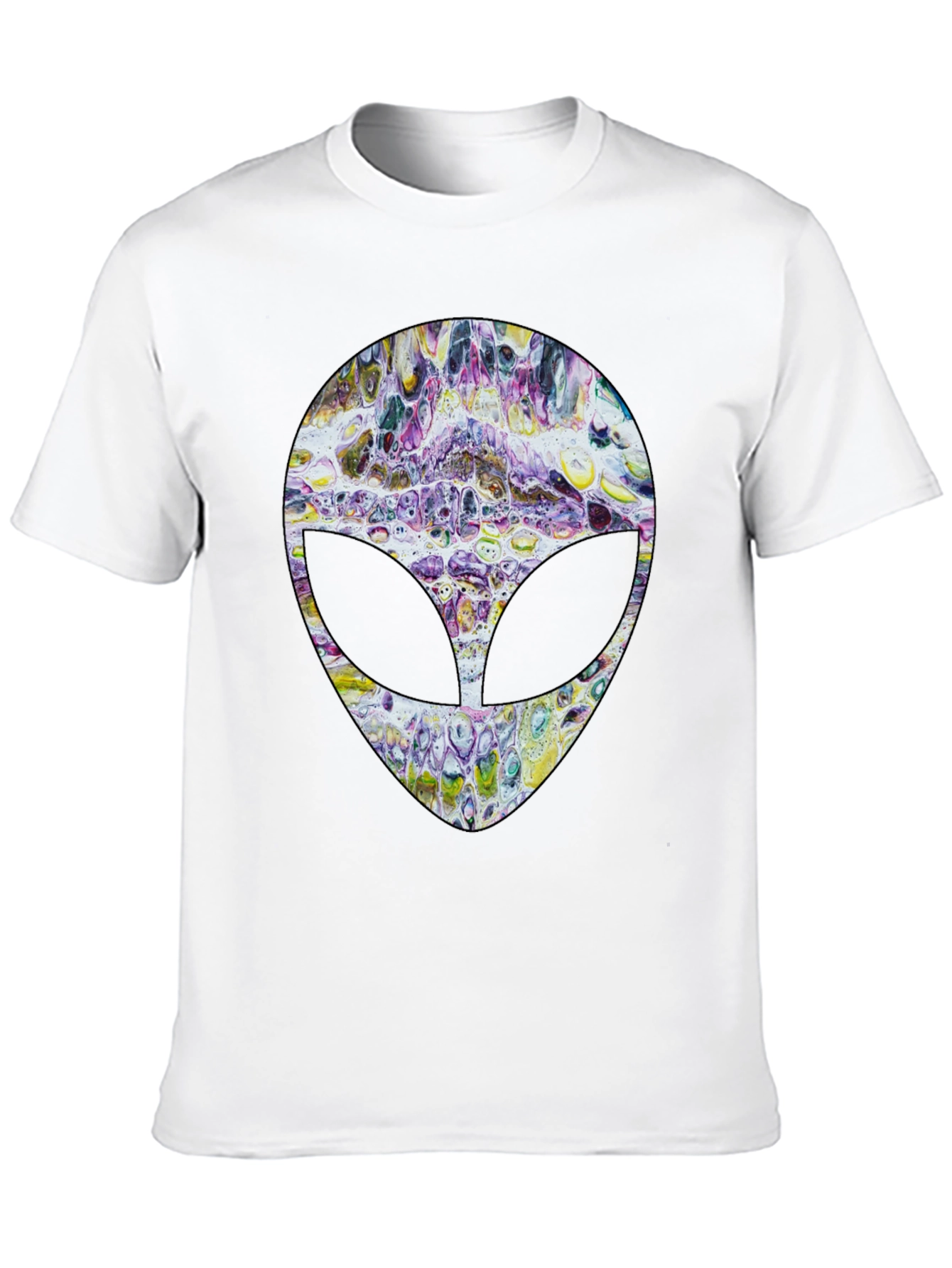 Abstract Alien Head Graphic Tee - Mens Black T-Shirt