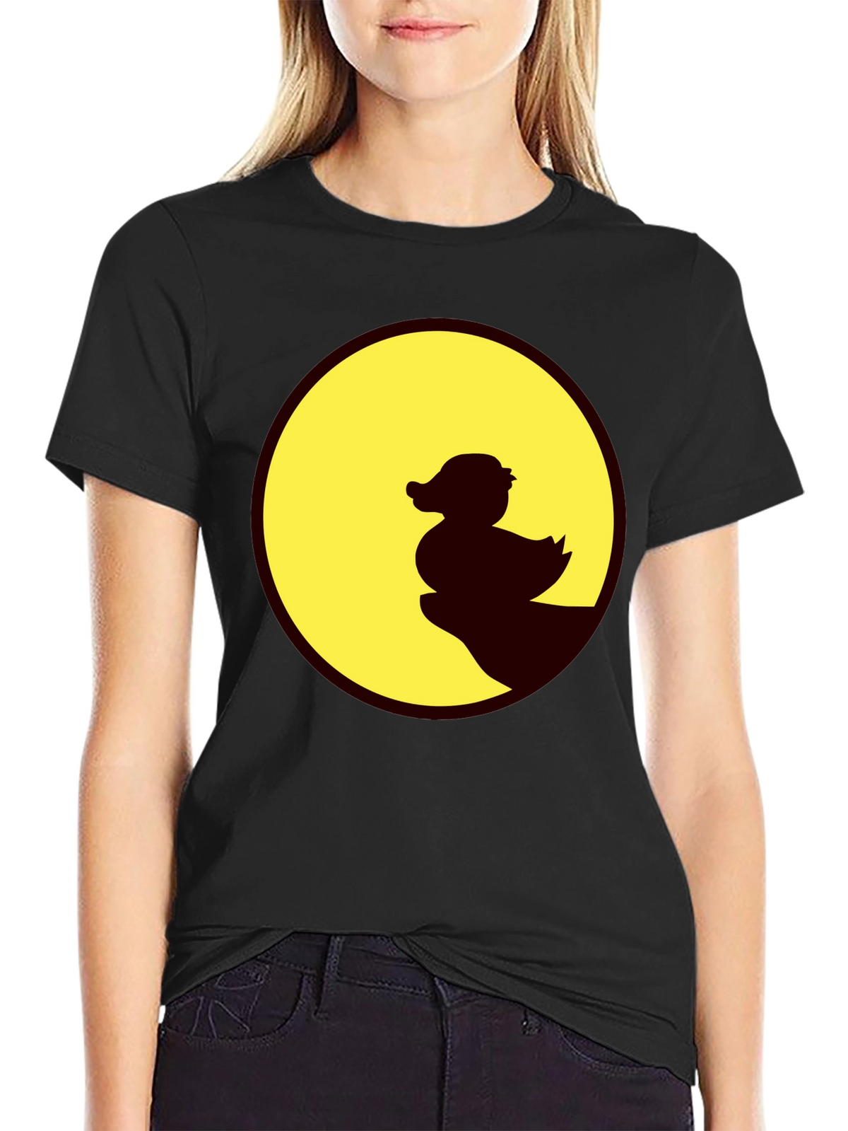 Duck Silhouette Graphic Tee - Crew Neck Black T-Shirt