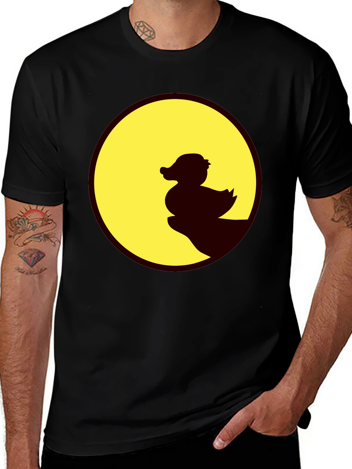 Duck Silhouette Graphic Tee - Crew Neck Black T-Shirt