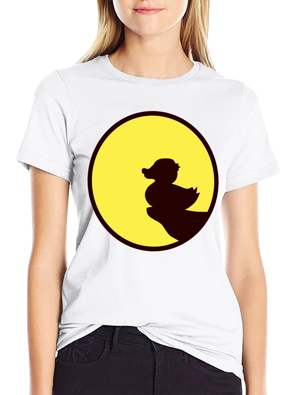 Duck Silhouette Graphic Tee - Crew Neck Black T-Shirt