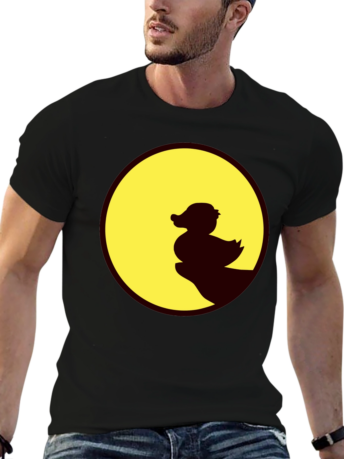 Duck Silhouette Graphic Tee - Crew Neck Black T-Shirt