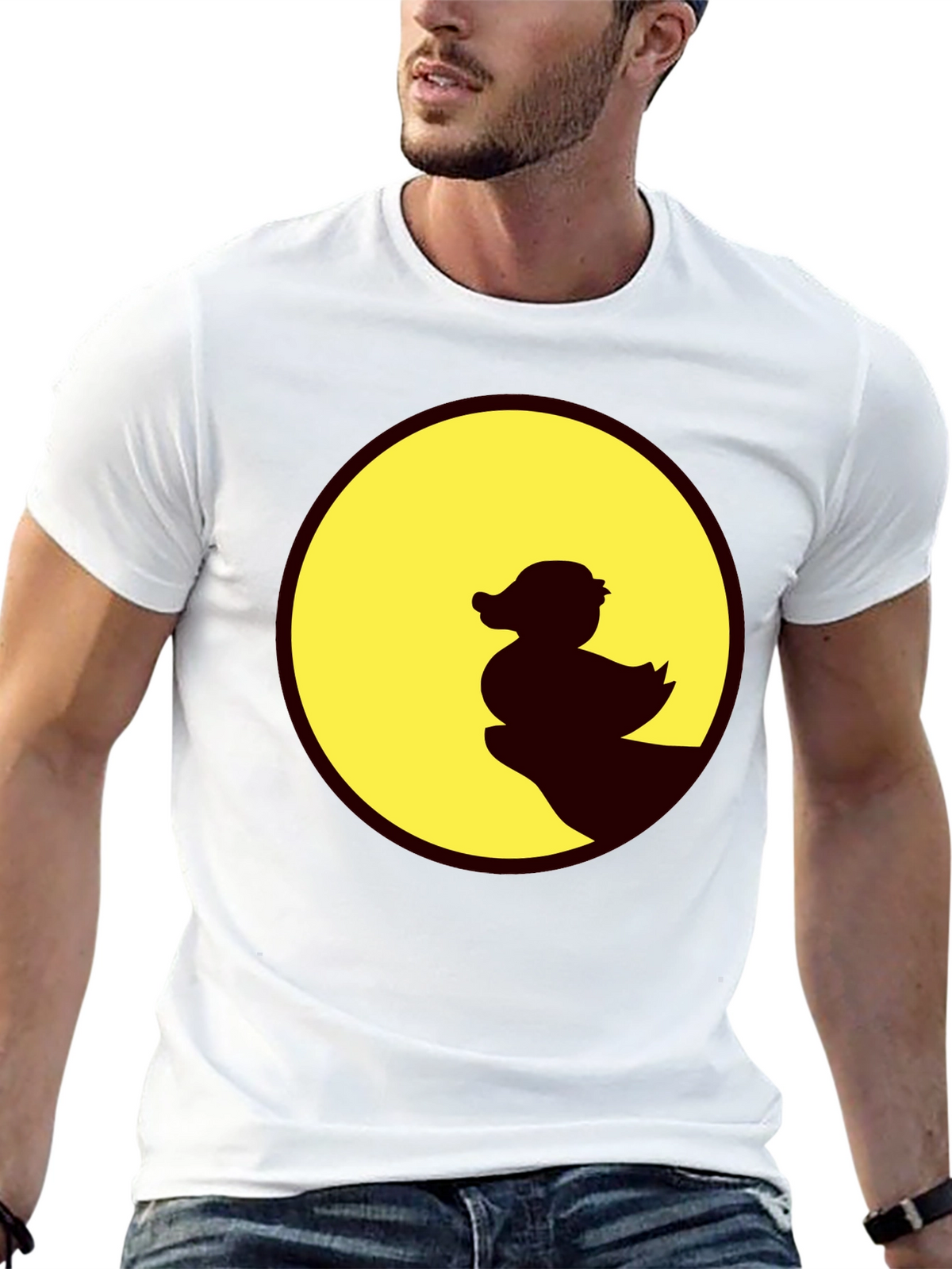 Duck Silhouette Graphic Tee - Crew Neck Black T-Shirt