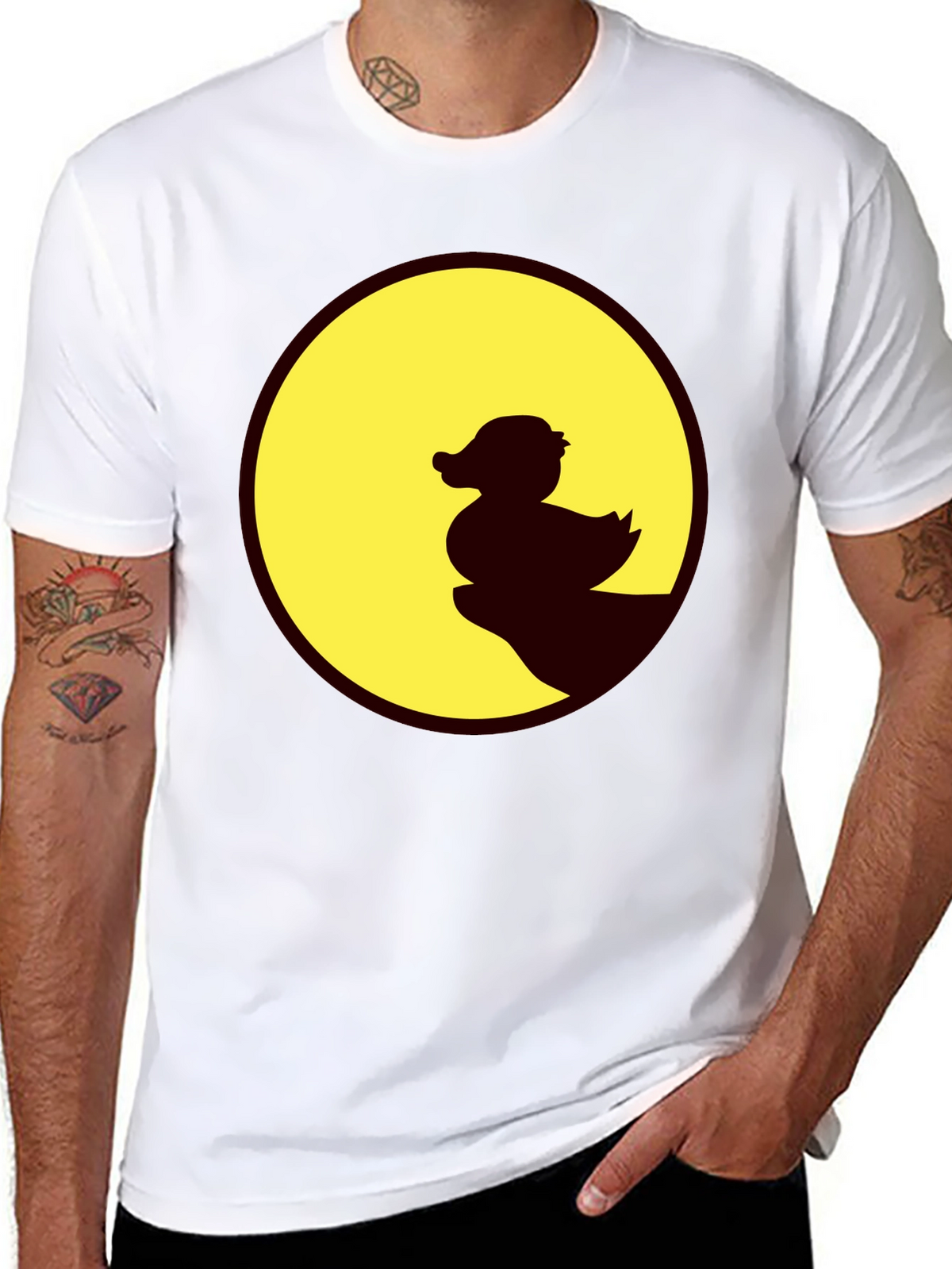 Duck Silhouette Graphic Tee - Crew Neck Black T-Shirt