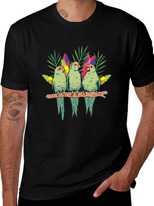 Parrot Trio Graphic Tee - Tropical Bird Shirt