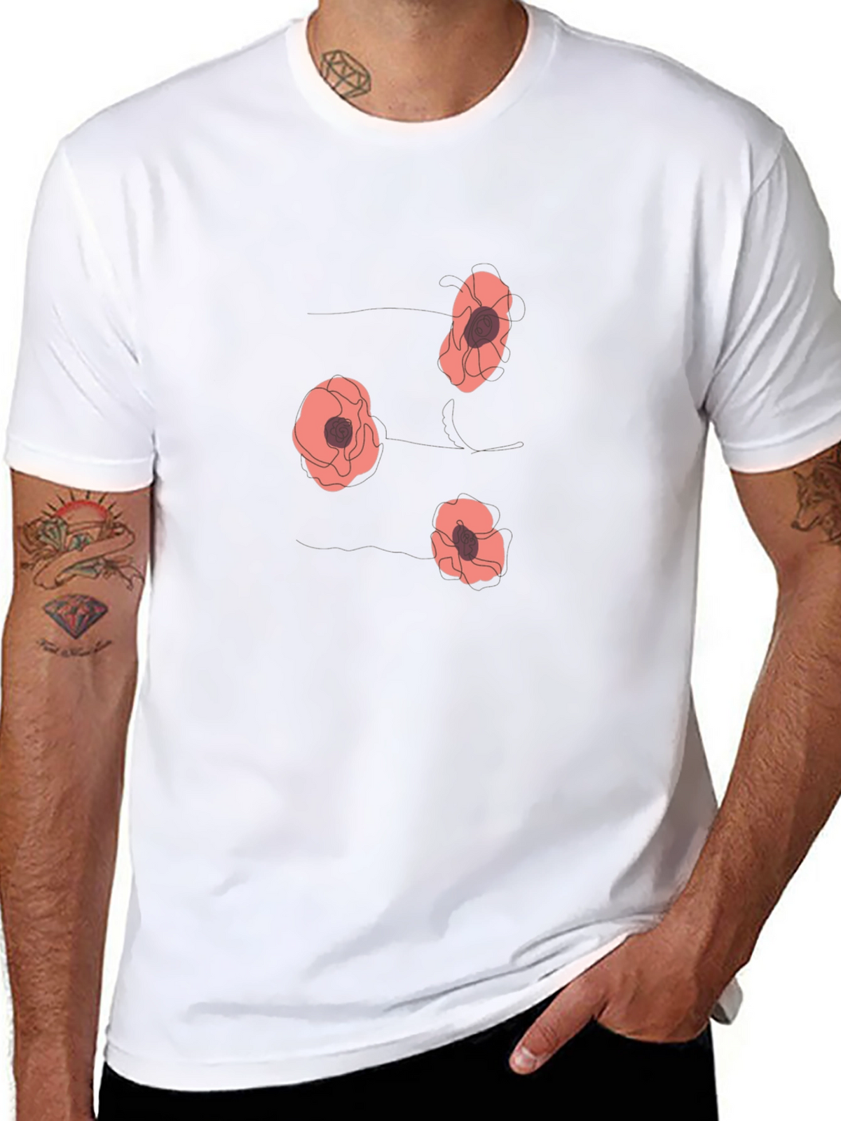 Floral Print T-Shirt - Mens Casual Tee
