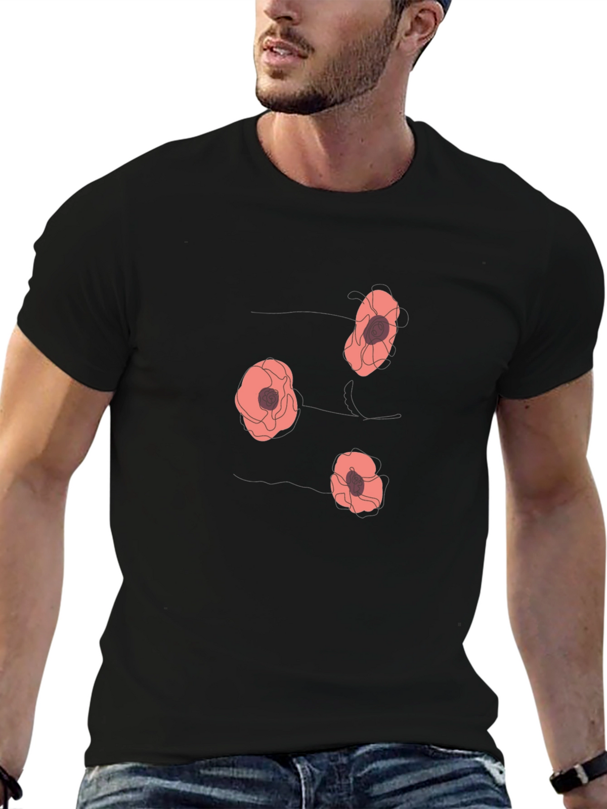 Floral Print T-Shirt - Mens Casual Tee