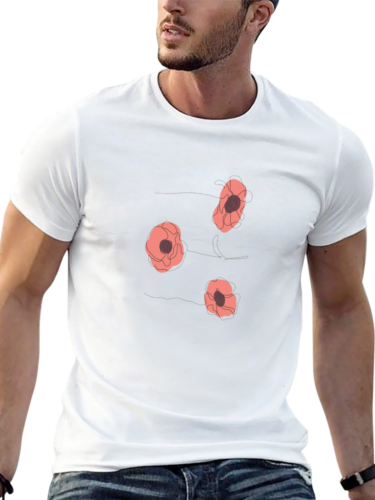 Floral Print T-Shirt - Mens Casual Tee