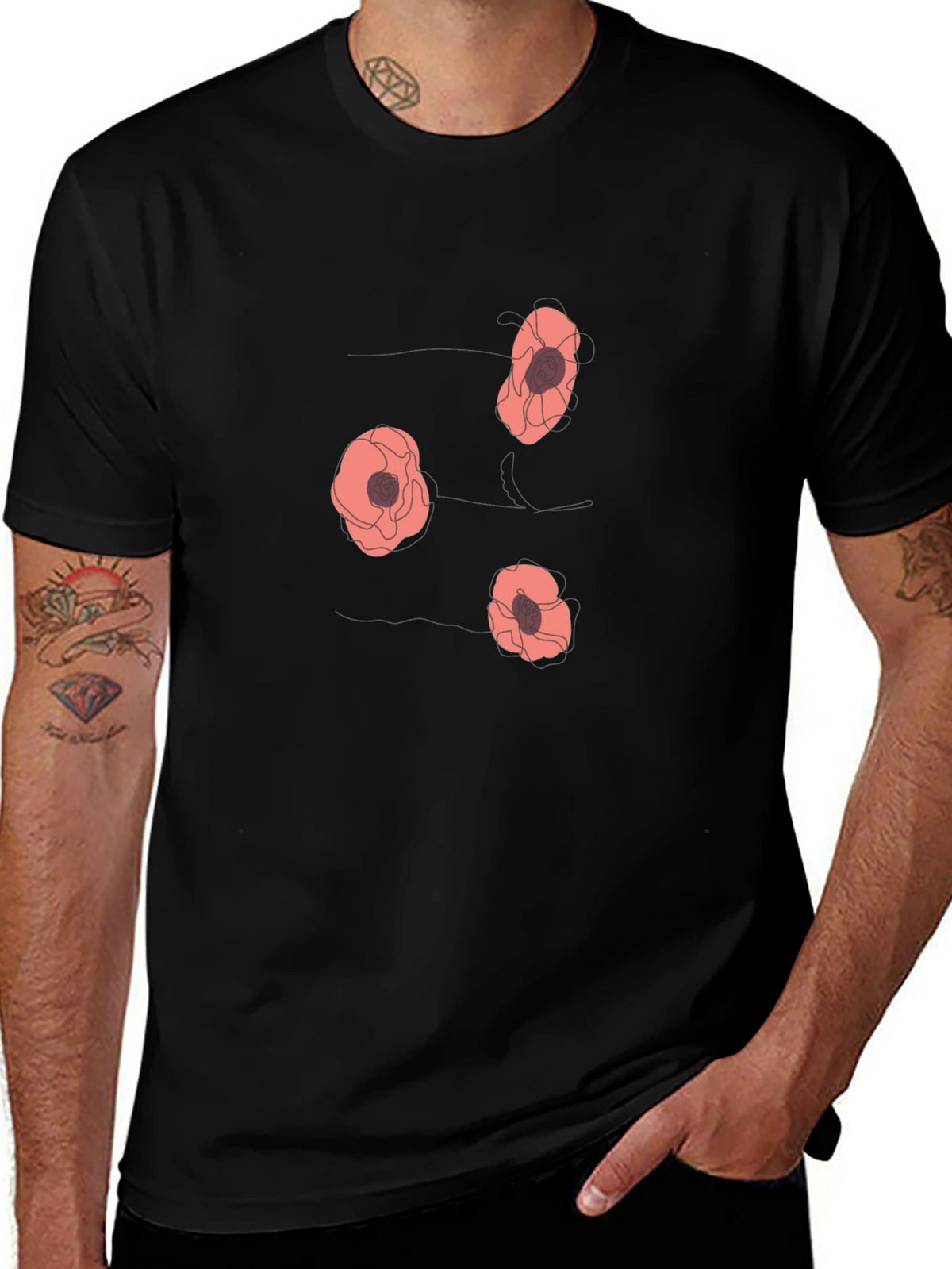 Floral Print T-Shirt - Mens Casual Tee