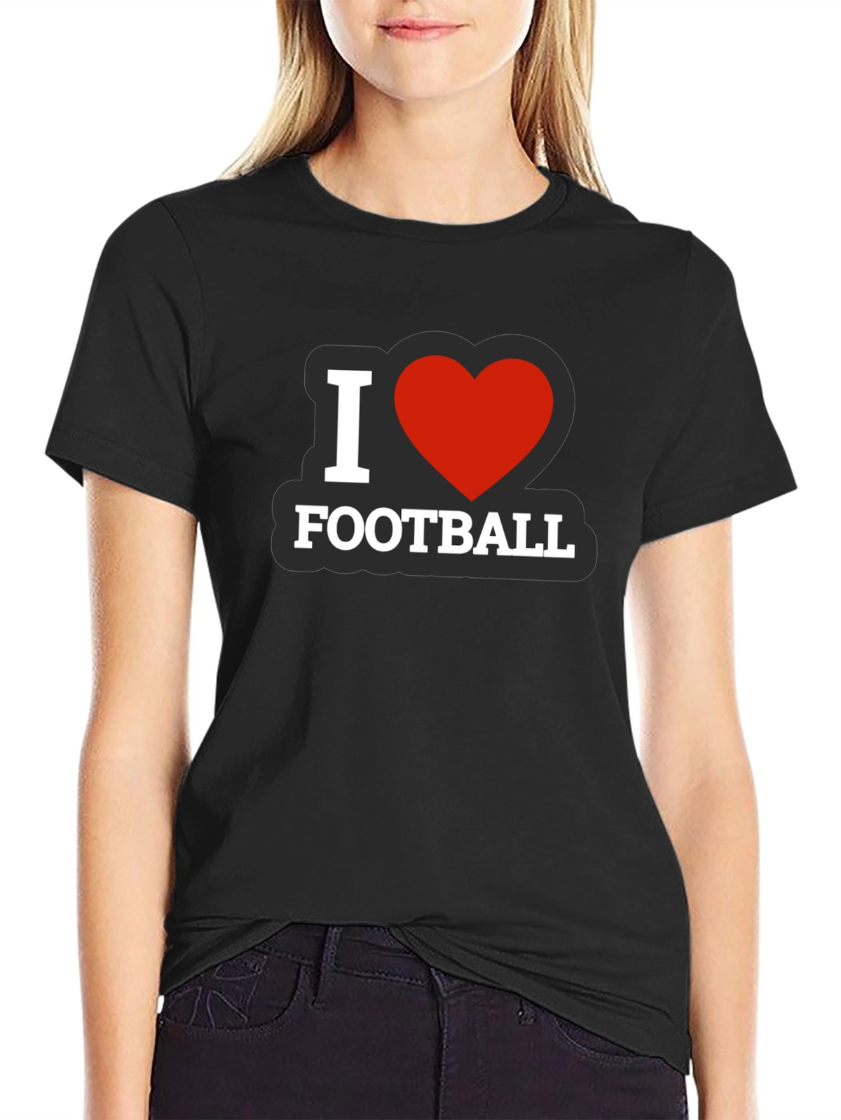 I Heart Football Black T-Shirt