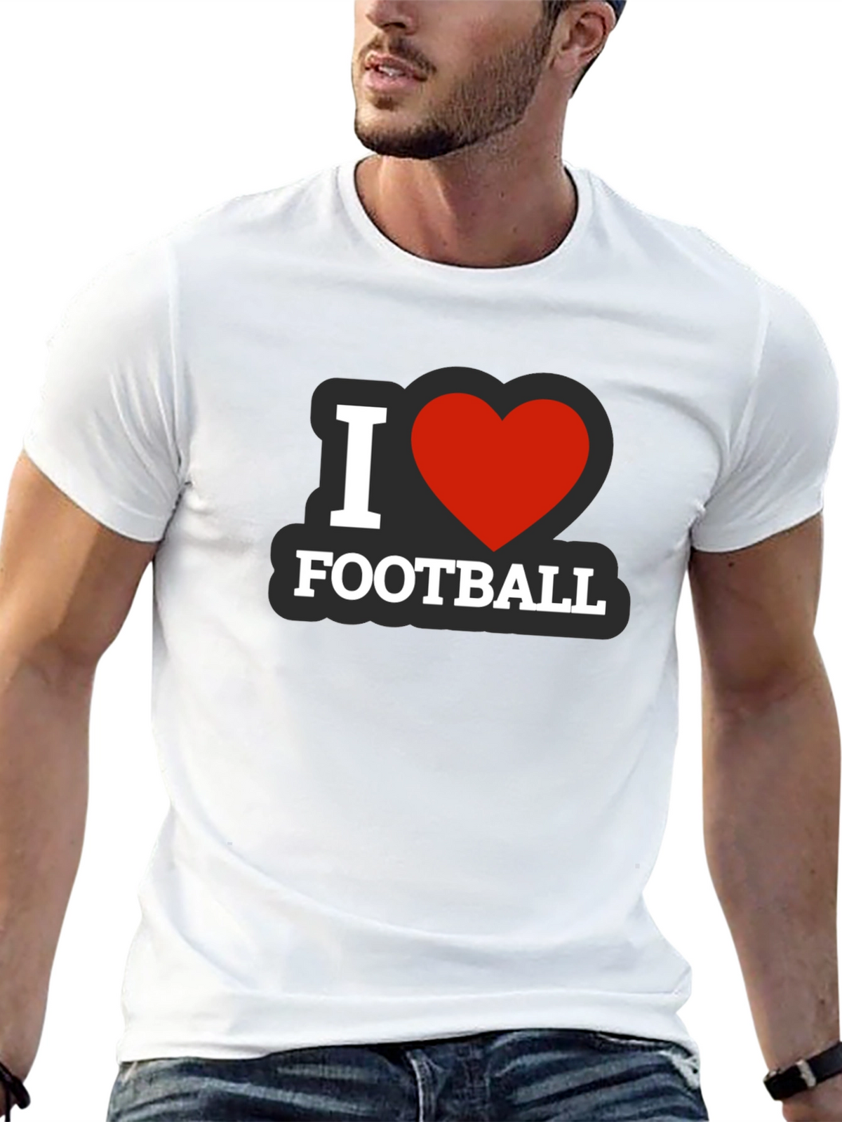 I Heart Football Black T-Shirt