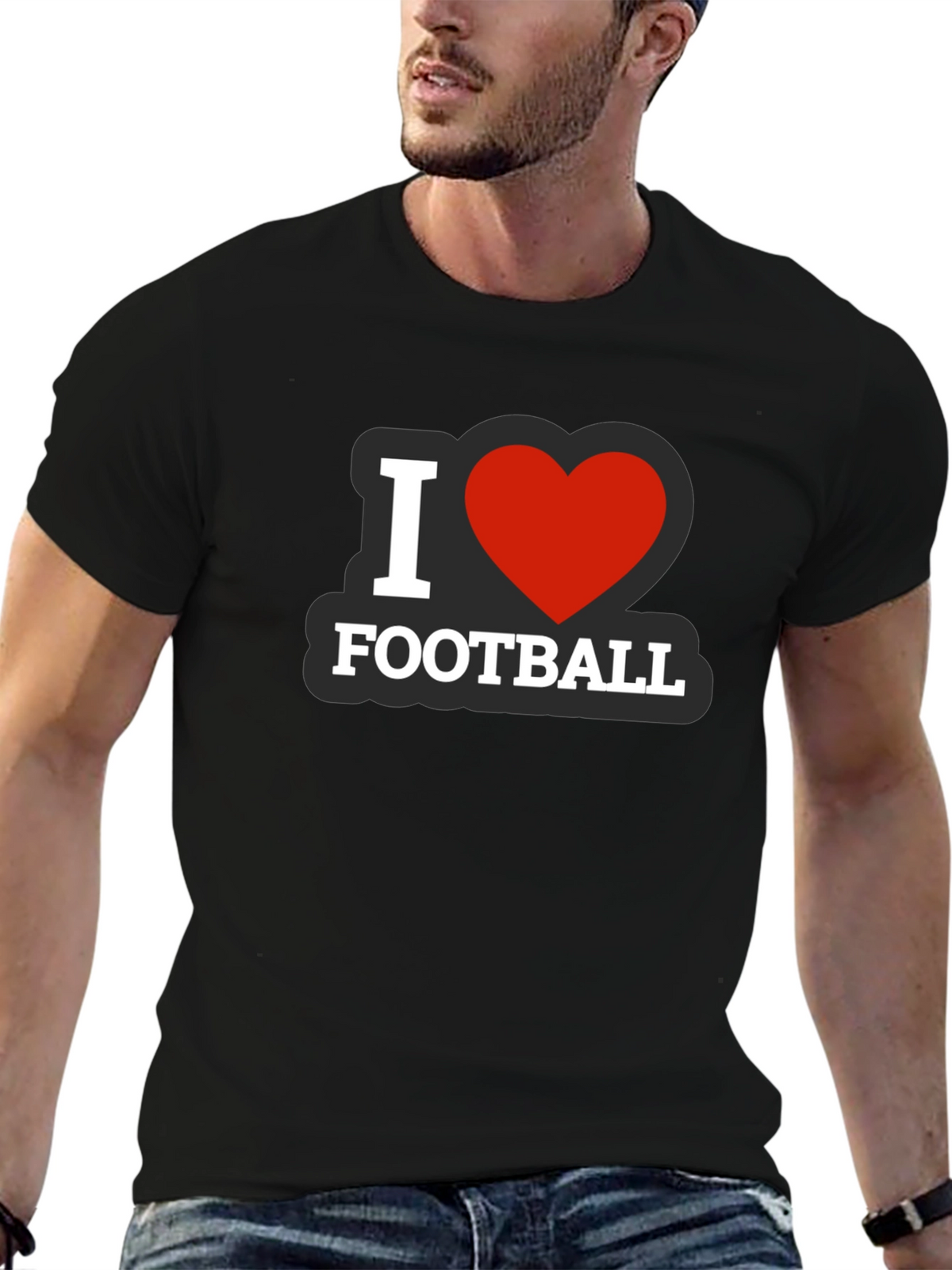 I Heart Football Black T-Shirt