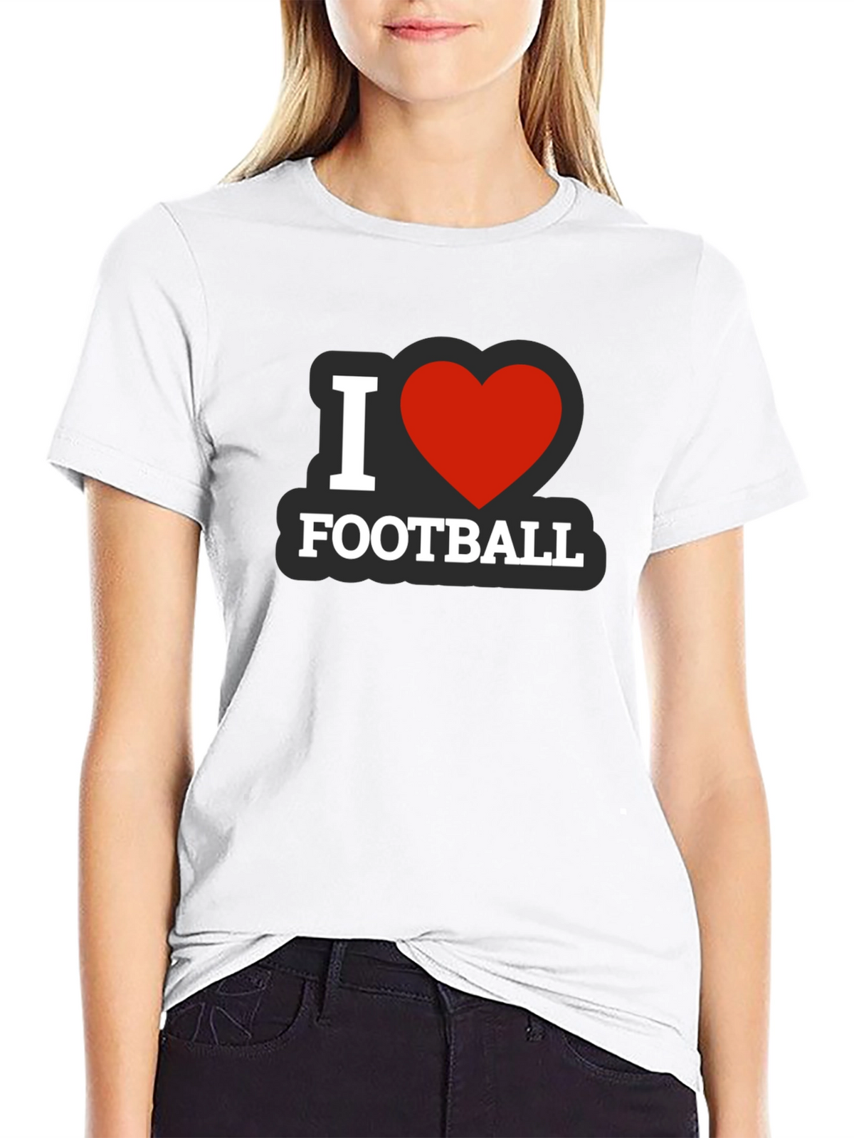 I Heart Football Black T-Shirt