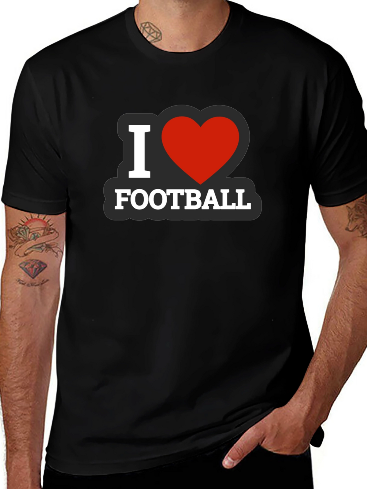 I Heart Football Black T-Shirt