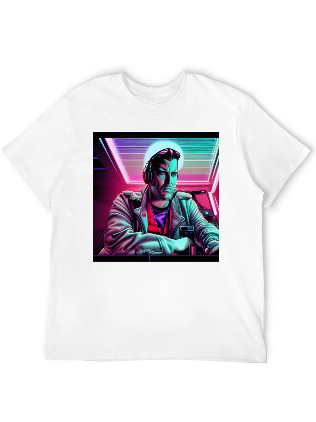 Retro Synthwave DJ Graphic Tee - Black
