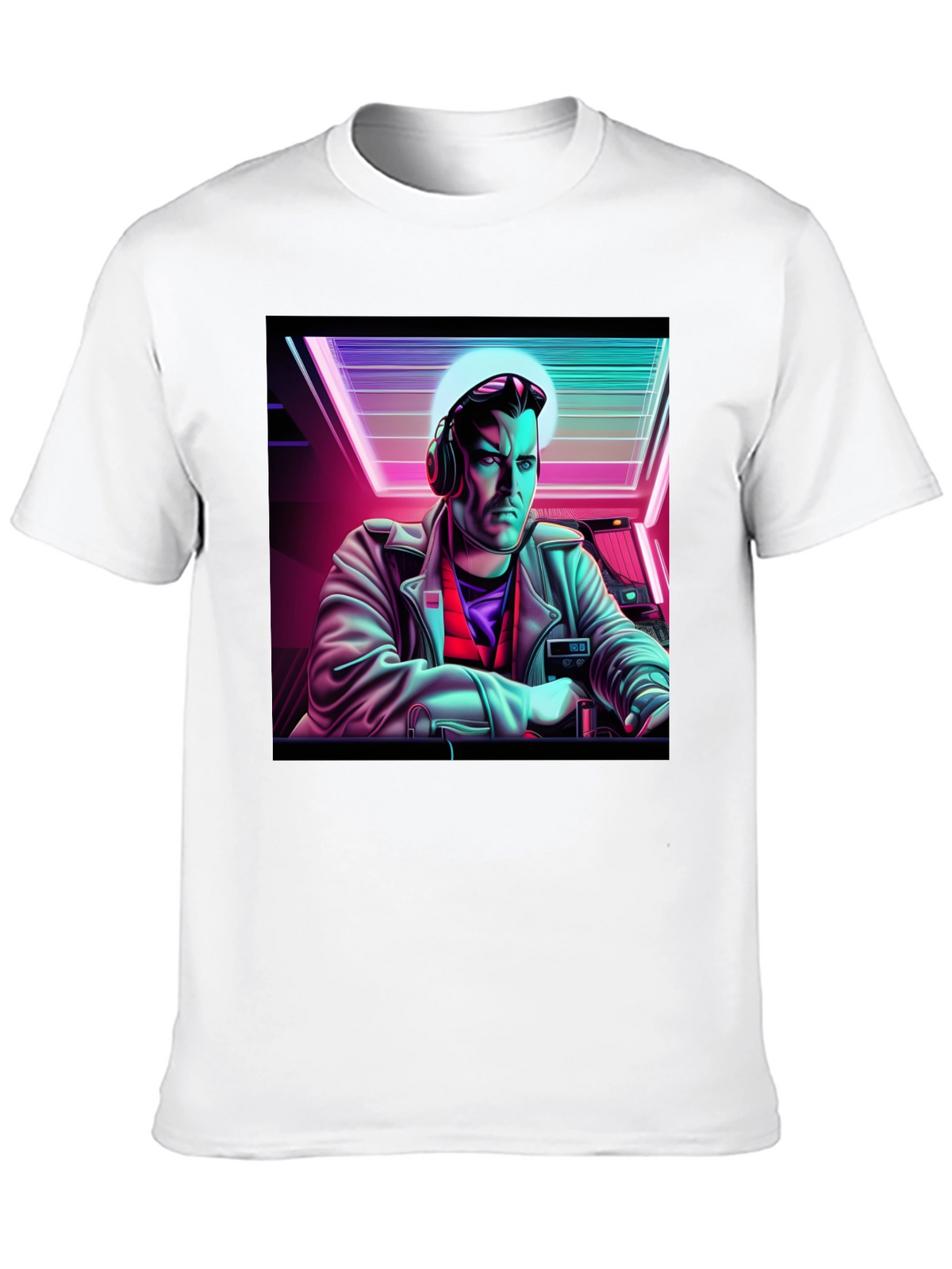 Retro Synthwave DJ Graphic Tee - Black