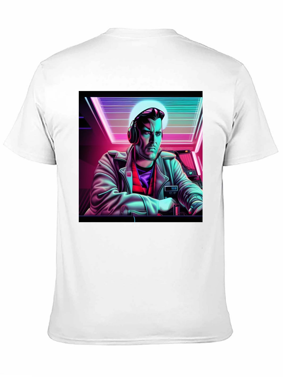 Retro Synthwave DJ Graphic Tee - Black