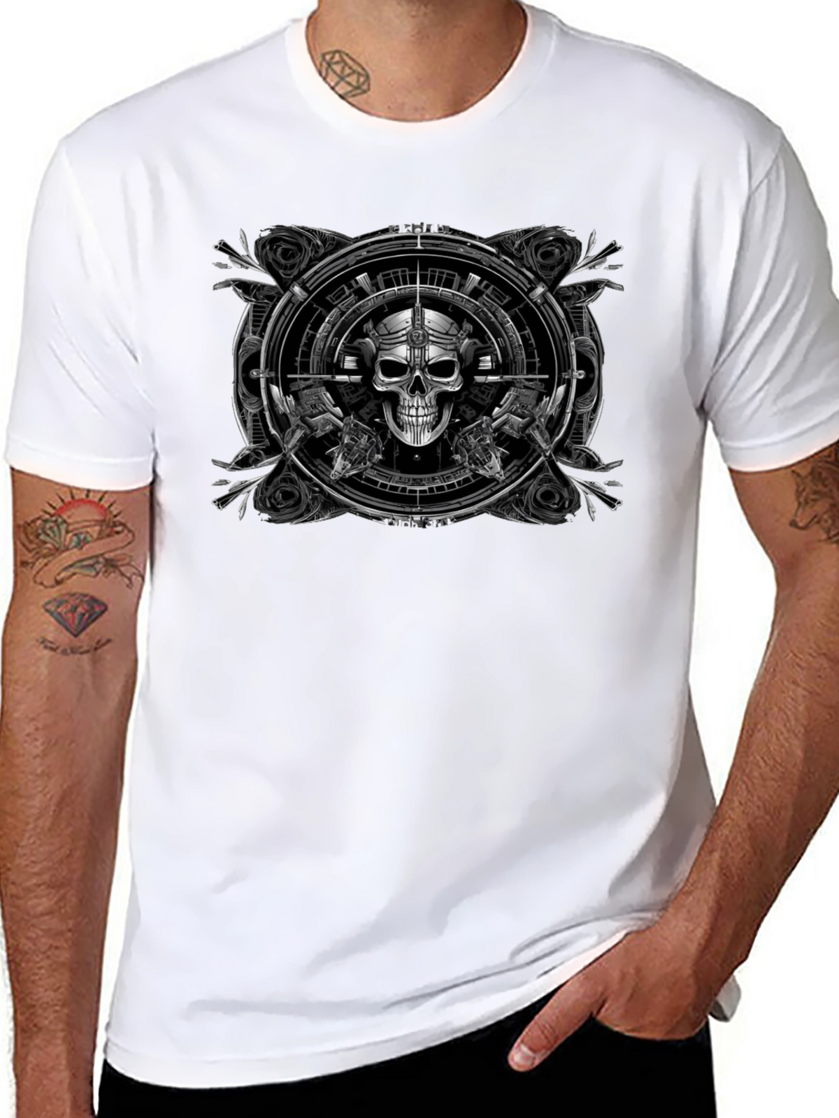 Skull & Guns Graphic T-Shirt - Black