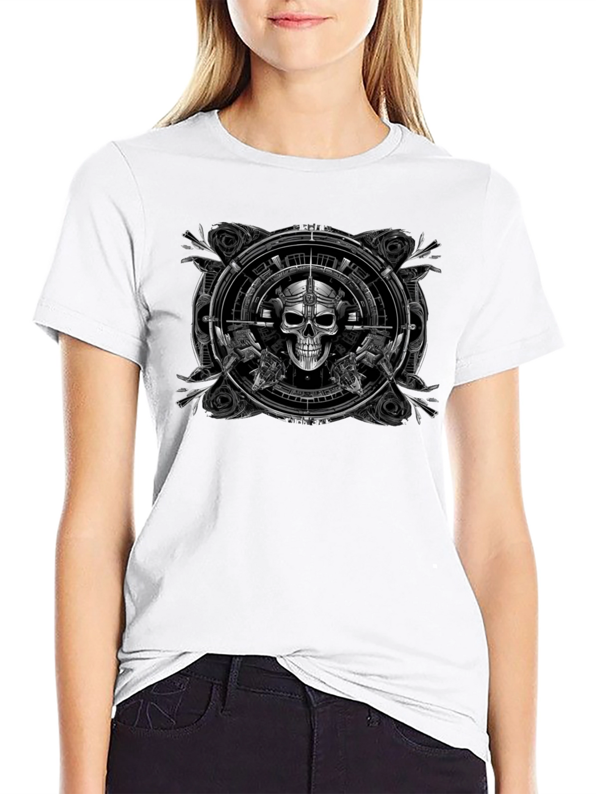 Skull & Guns Graphic T-Shirt - Black
