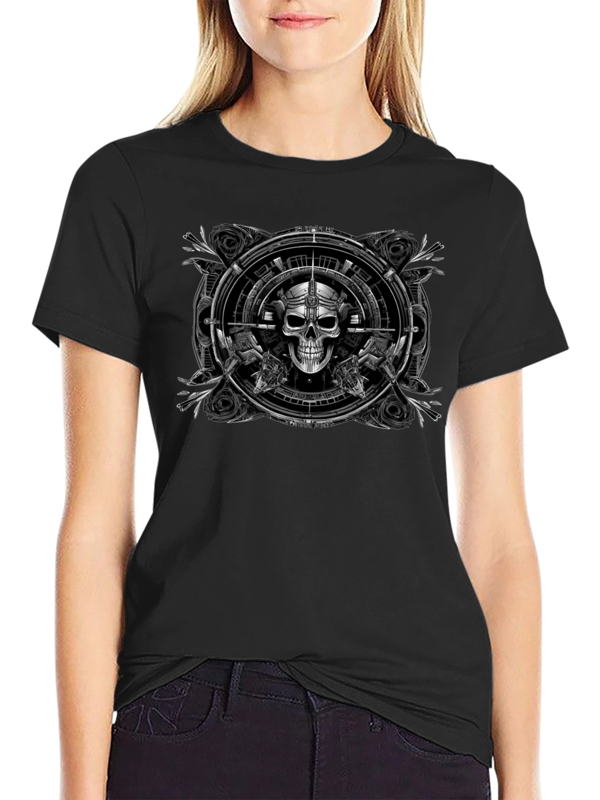 Skull & Guns Graphic T-Shirt - Black