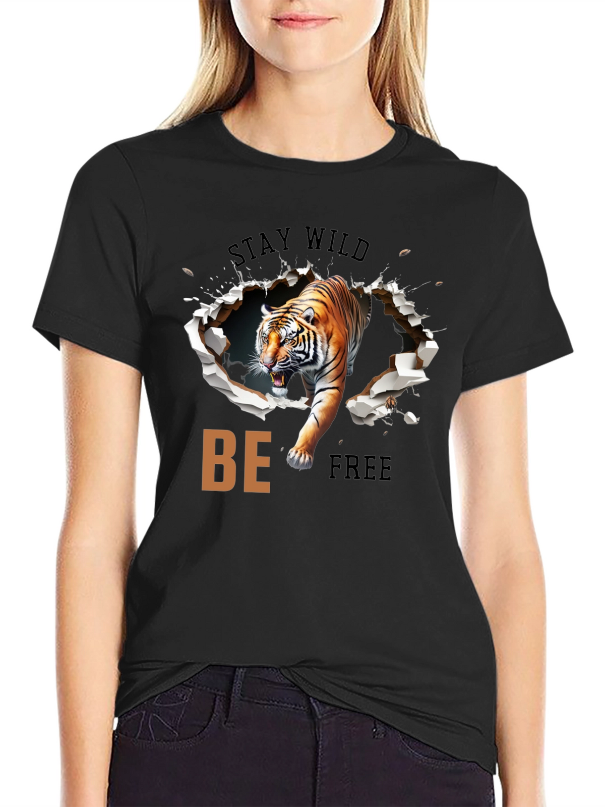 Stay Wild Graphic Tee - Tiger Design