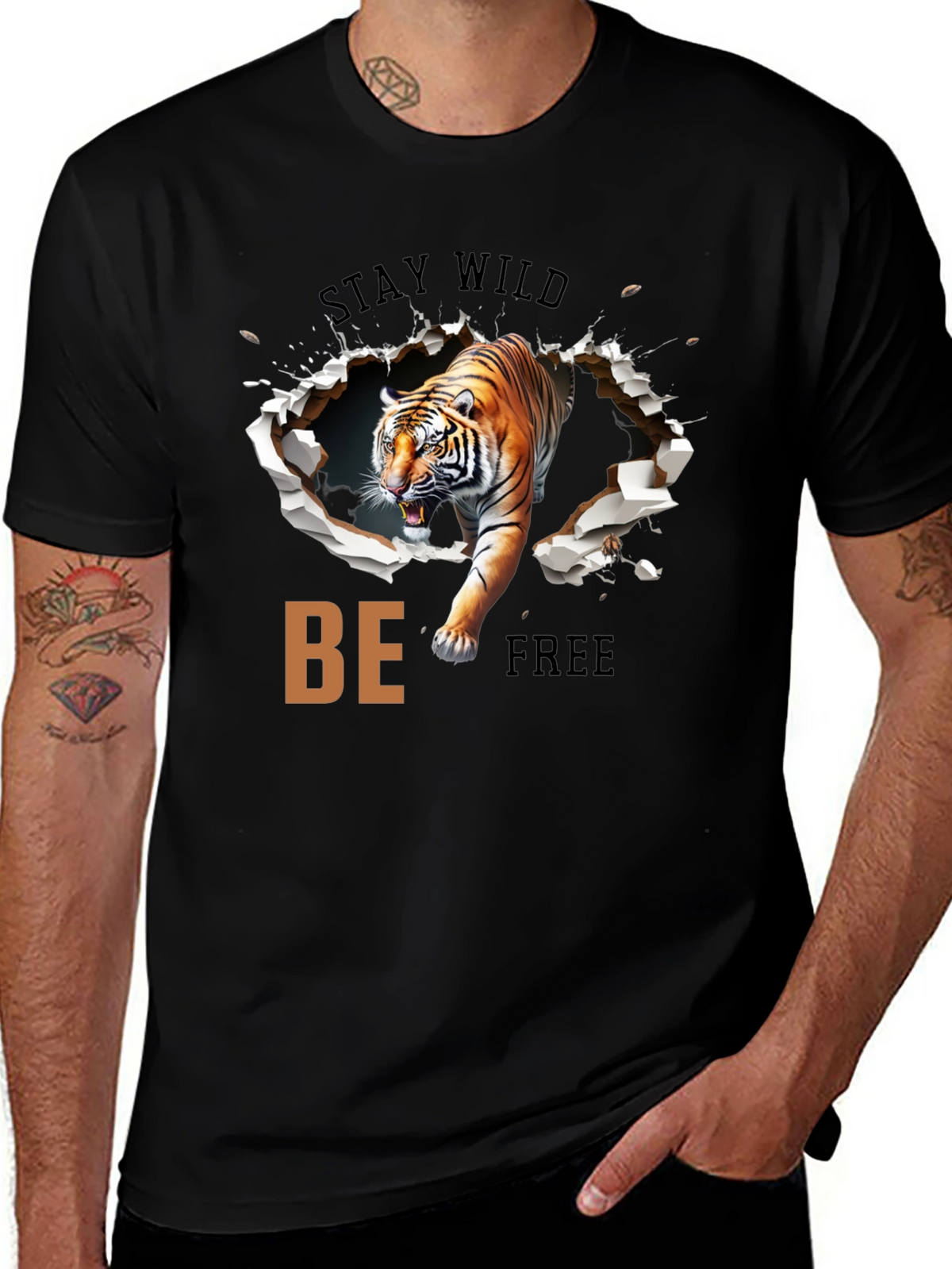 Stay Wild Graphic Tee - Tiger Design