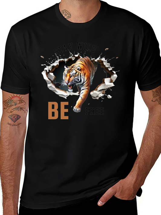 Stay Wild Graphic Tee - Tiger Design