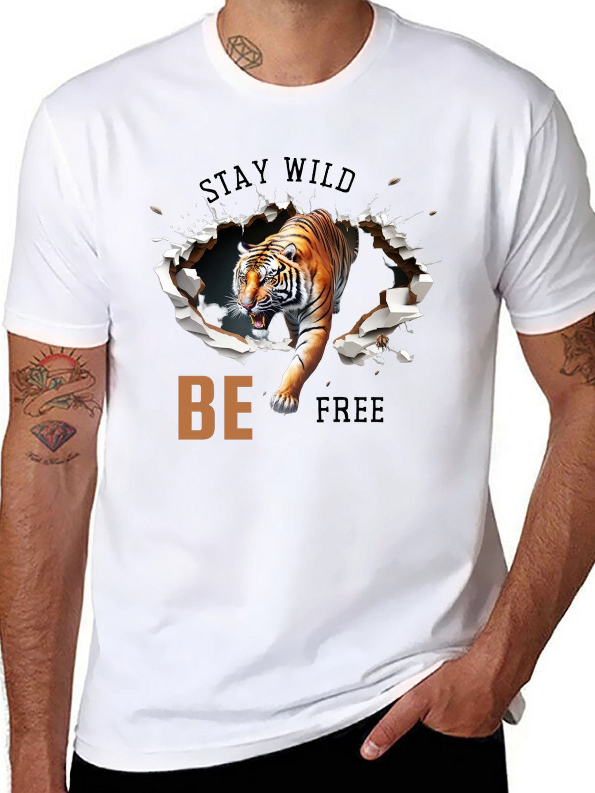 Stay Wild Graphic Tee - Tiger Design