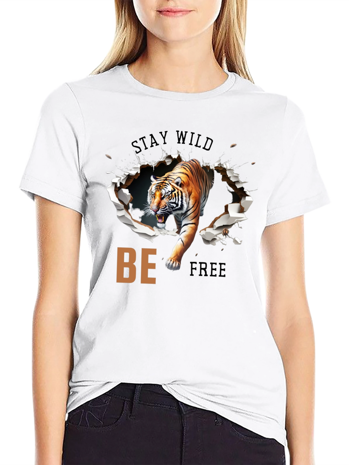 Stay Wild Graphic Tee - Tiger Design