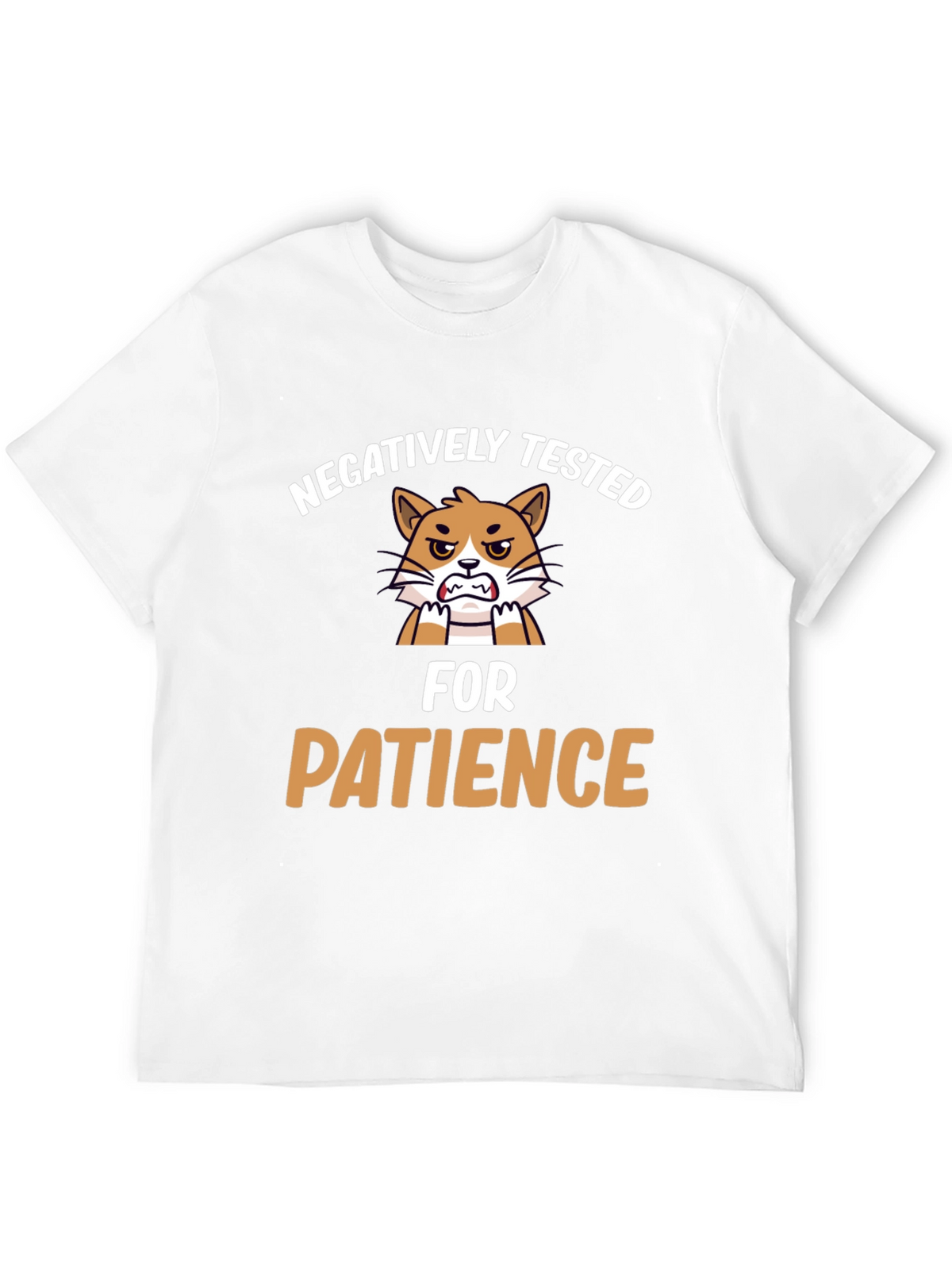 Funny Negatively Tested for Patience Cat Graphic T-Shirt
