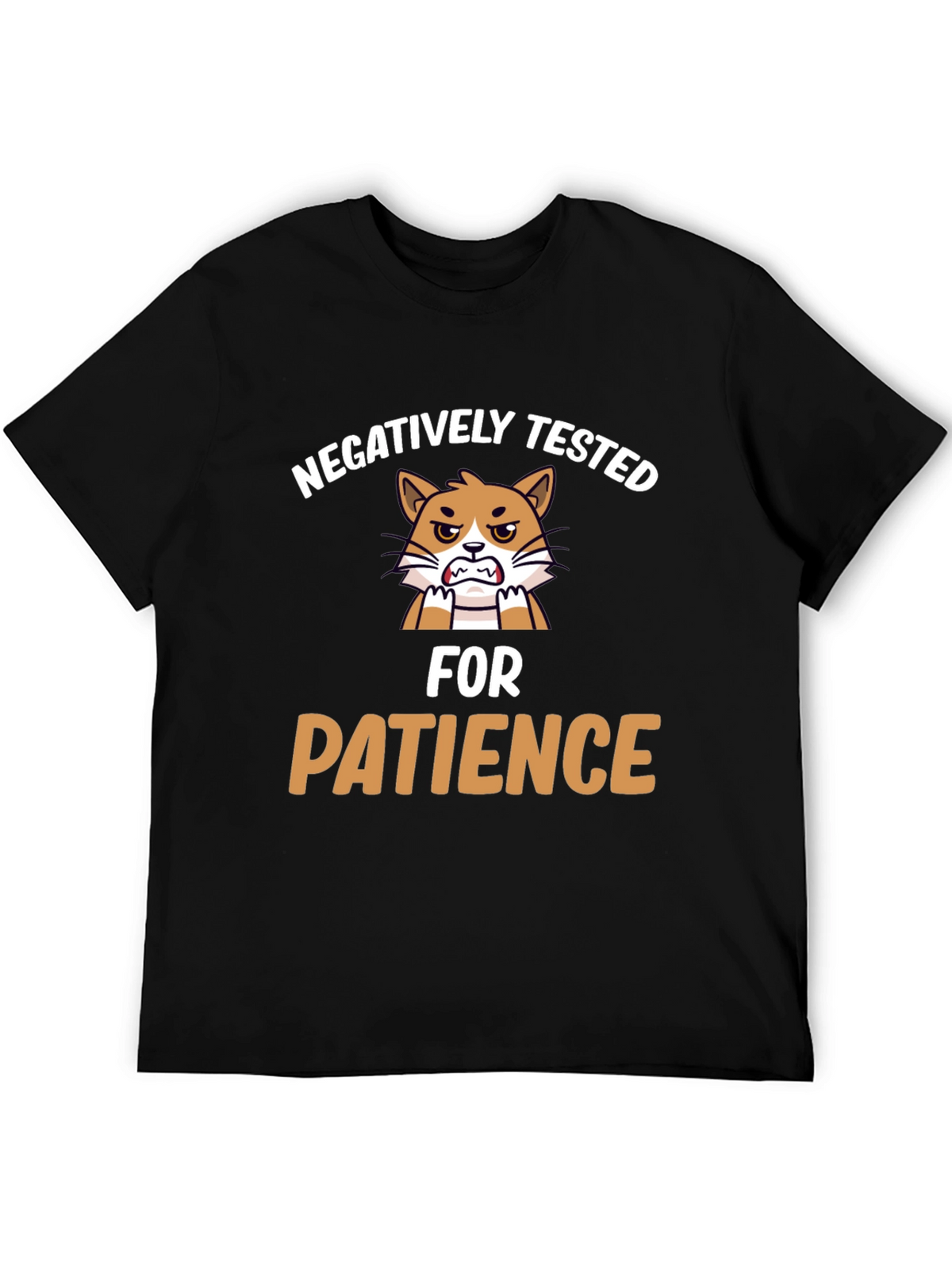Funny Negatively Tested for Patience Cat Graphic T-Shirt