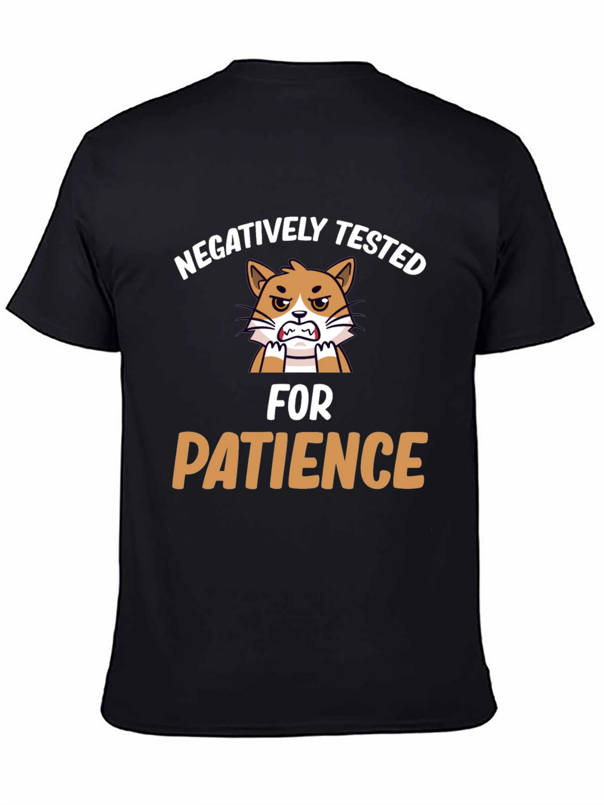 Funny Negatively Tested for Patience Cat Graphic T-Shirt