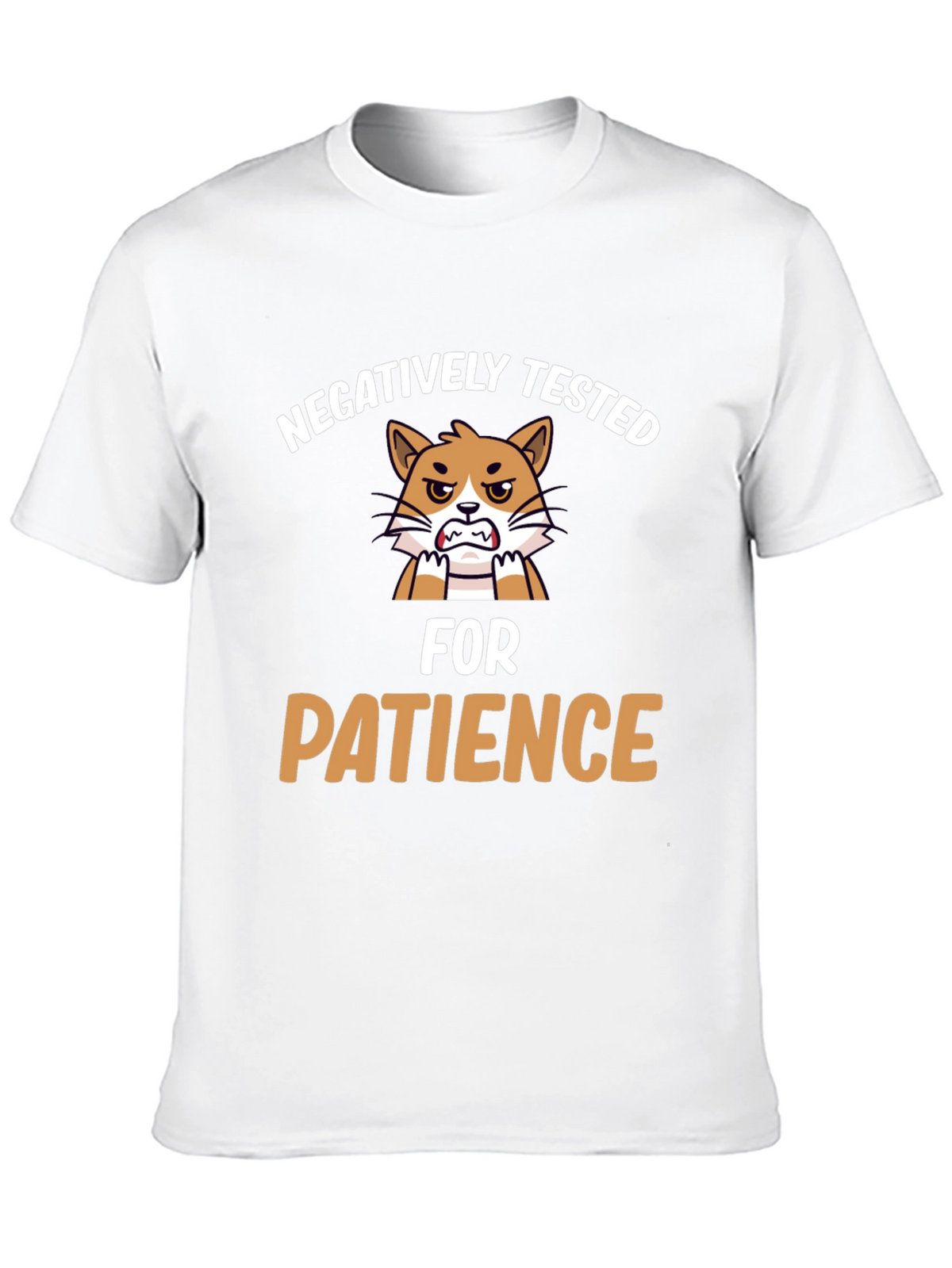 Funny Negatively Tested for Patience Cat Graphic T-Shirt