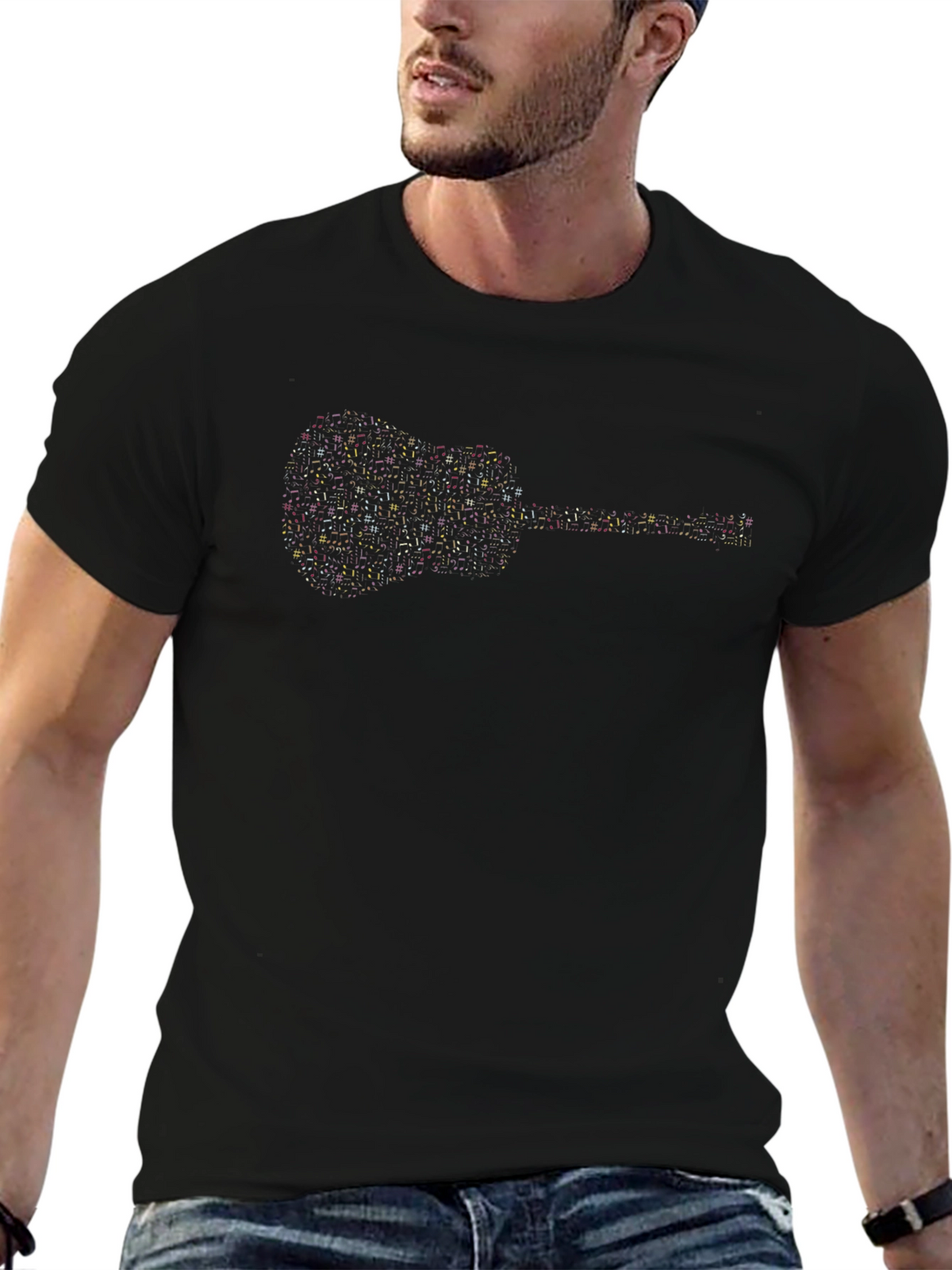 Guitar Graphic Black T-Shirt