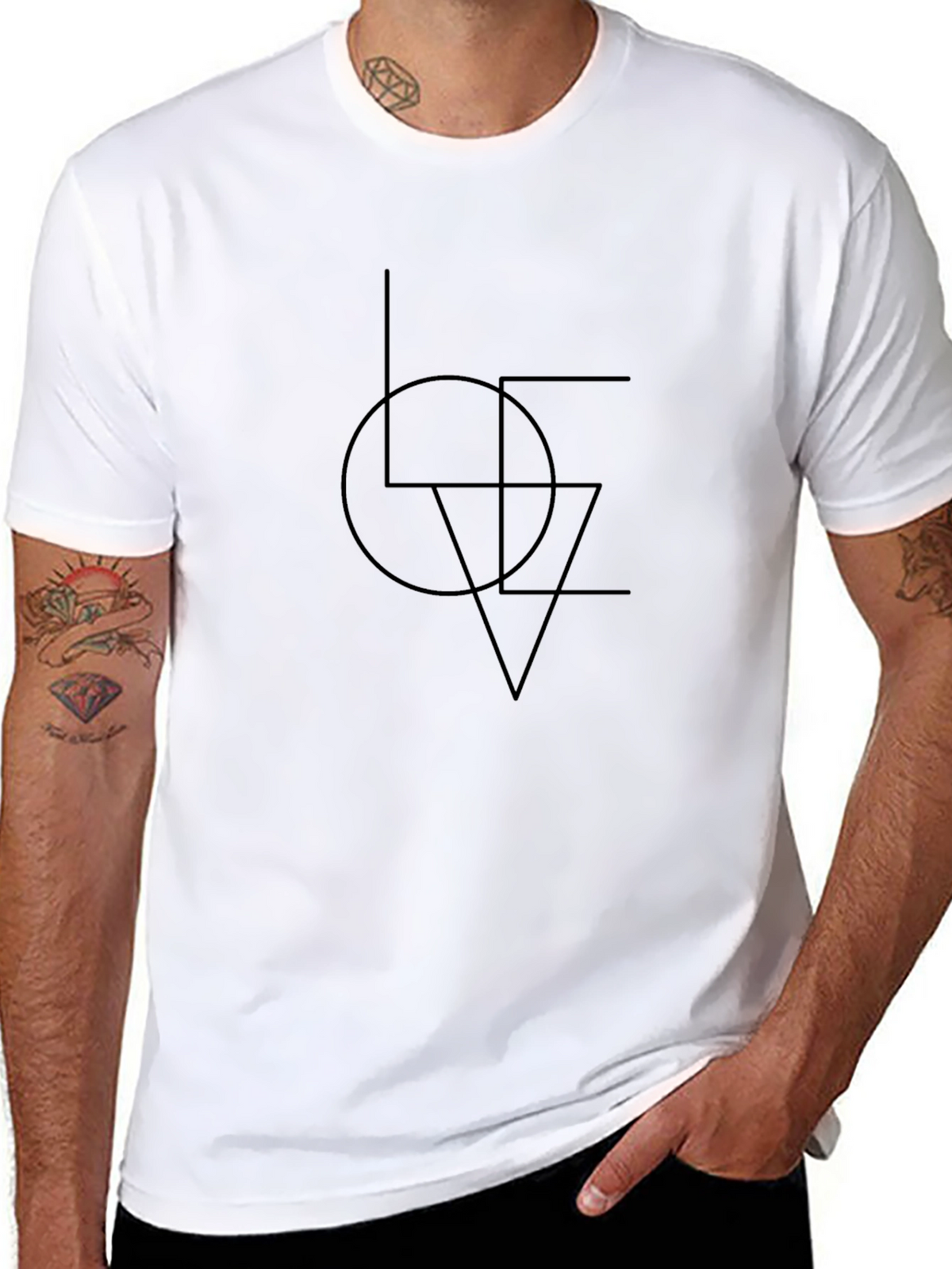 Modern Graphic Tee - Geometric LOVE Design